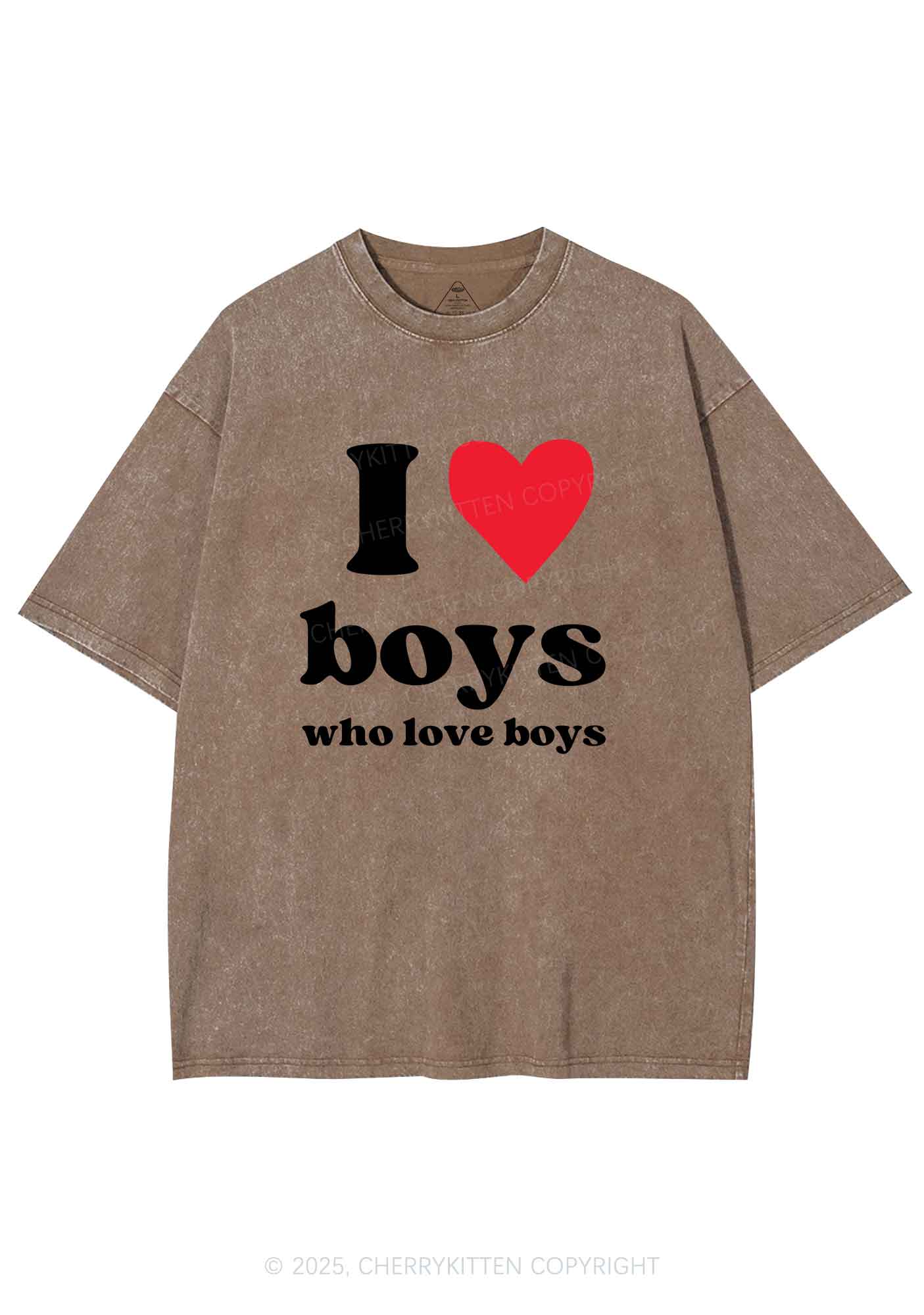 I Love Boys Pride Y2K Shirts Washed Tee Cherrykitten - Image 6