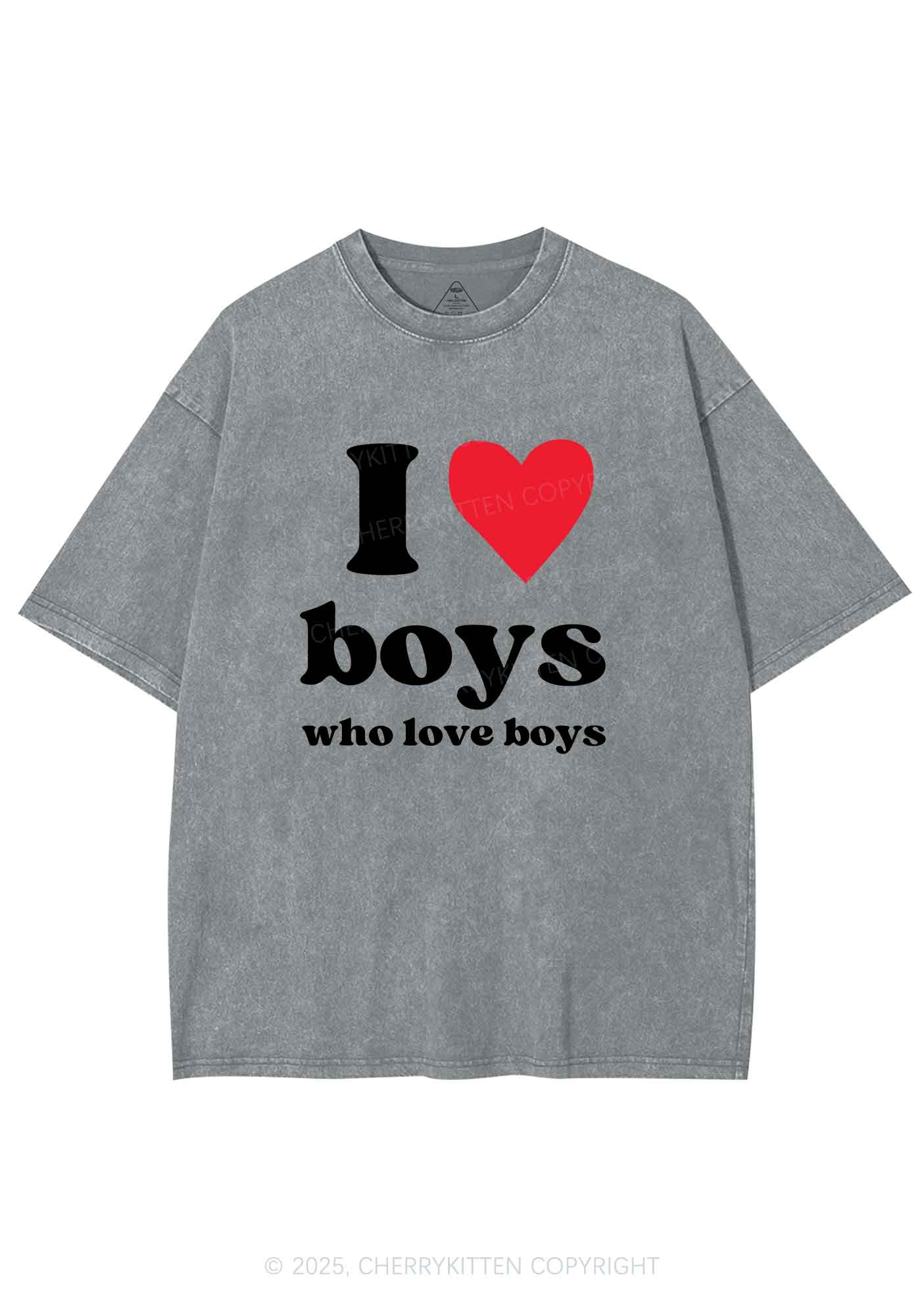I Love Boys Pride Y2K Shirts Washed Tee Cherrykitten - Image 7