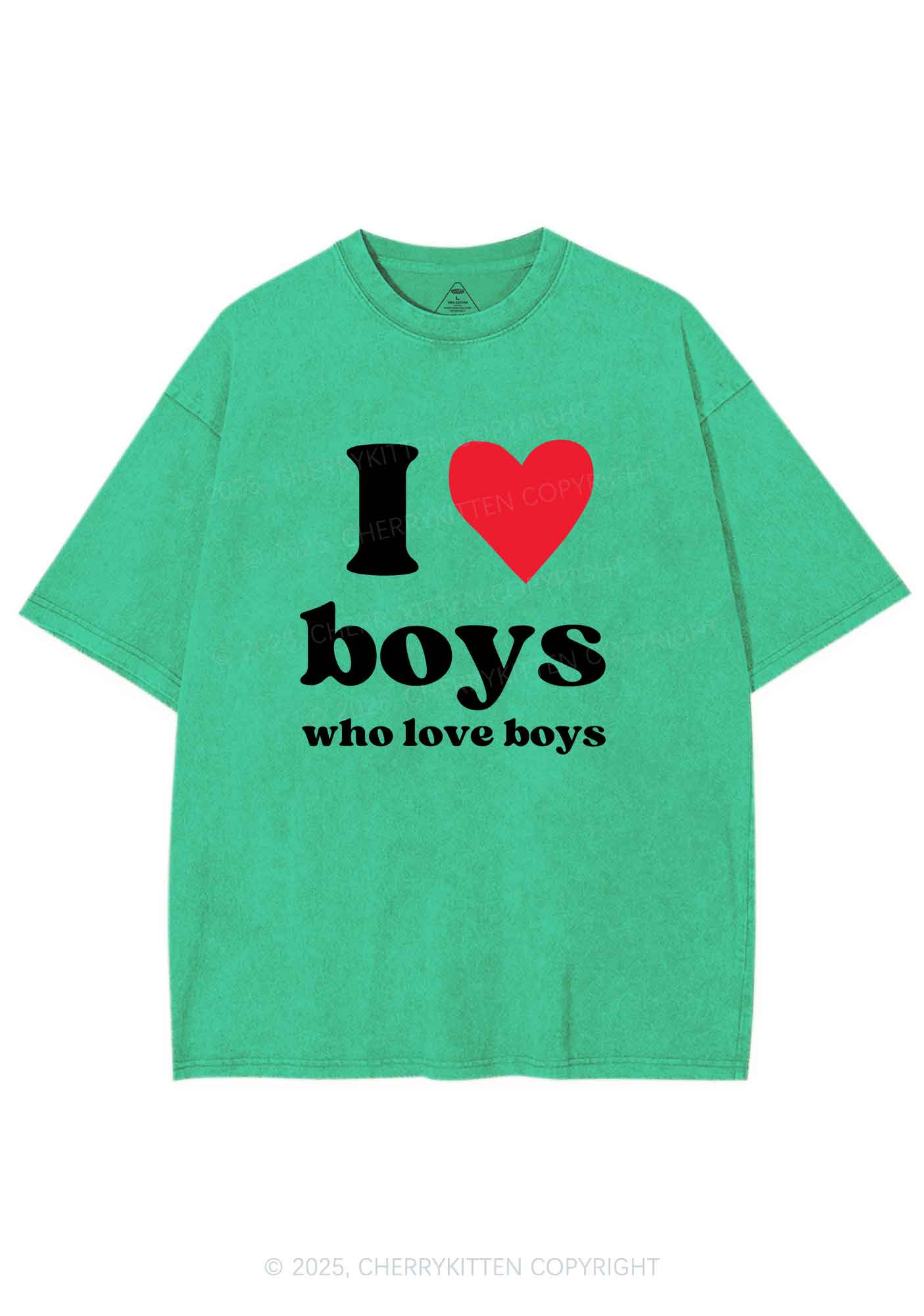 I Love Boys Pride Y2K Shirts Washed Tee Cherrykitten - Image 8