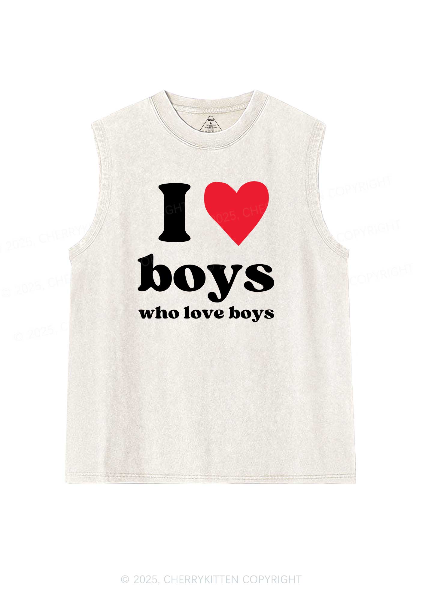 I Love Boys Pride Y2K Washed Muscle Tank Cherrykitten - Image 3