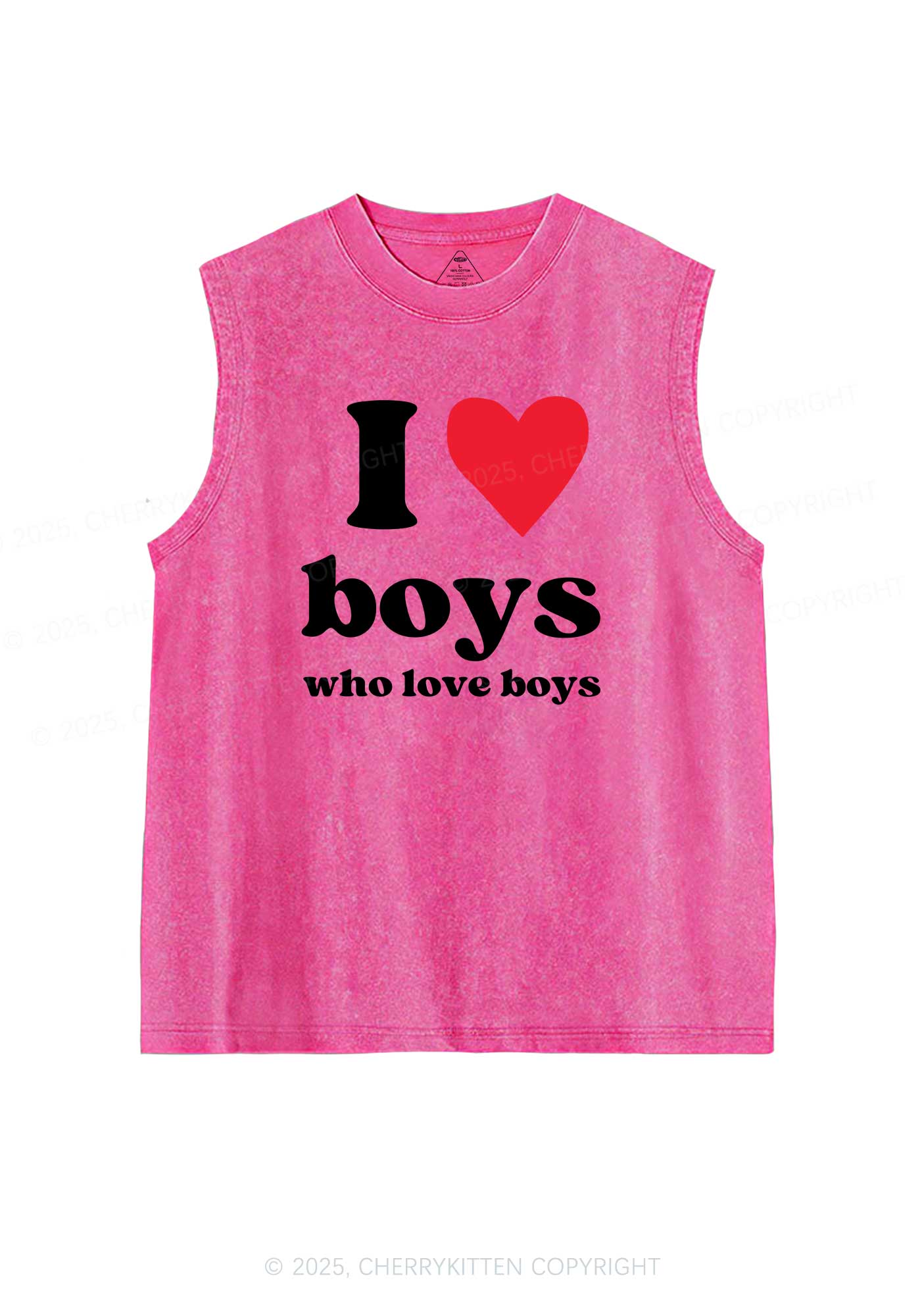I Love Boys Pride Y2K Washed Muscle Tank Cherrykitten - Image 4