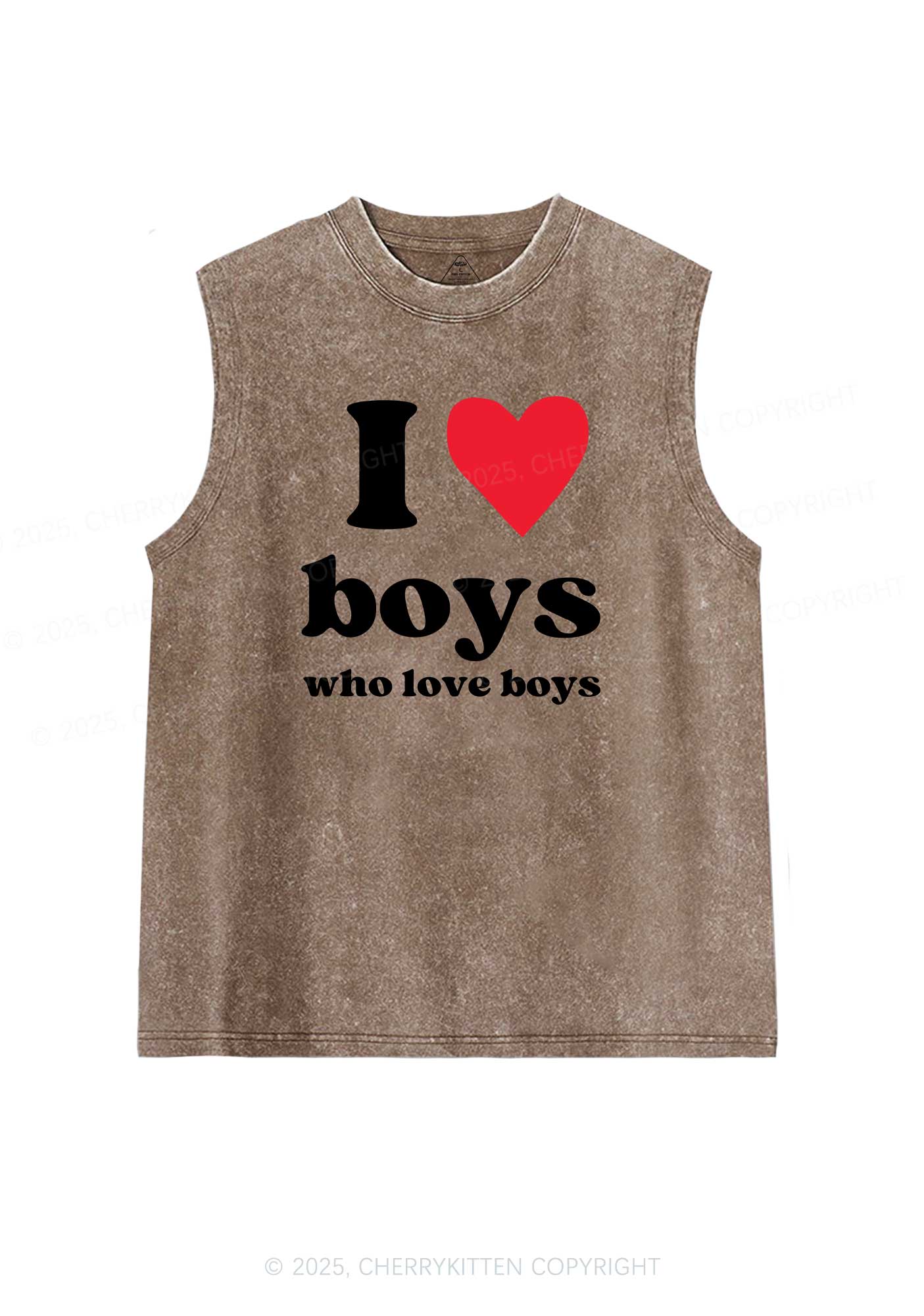 I Love Boys Pride Y2K Washed Muscle Tank Cherrykitten - Image 5