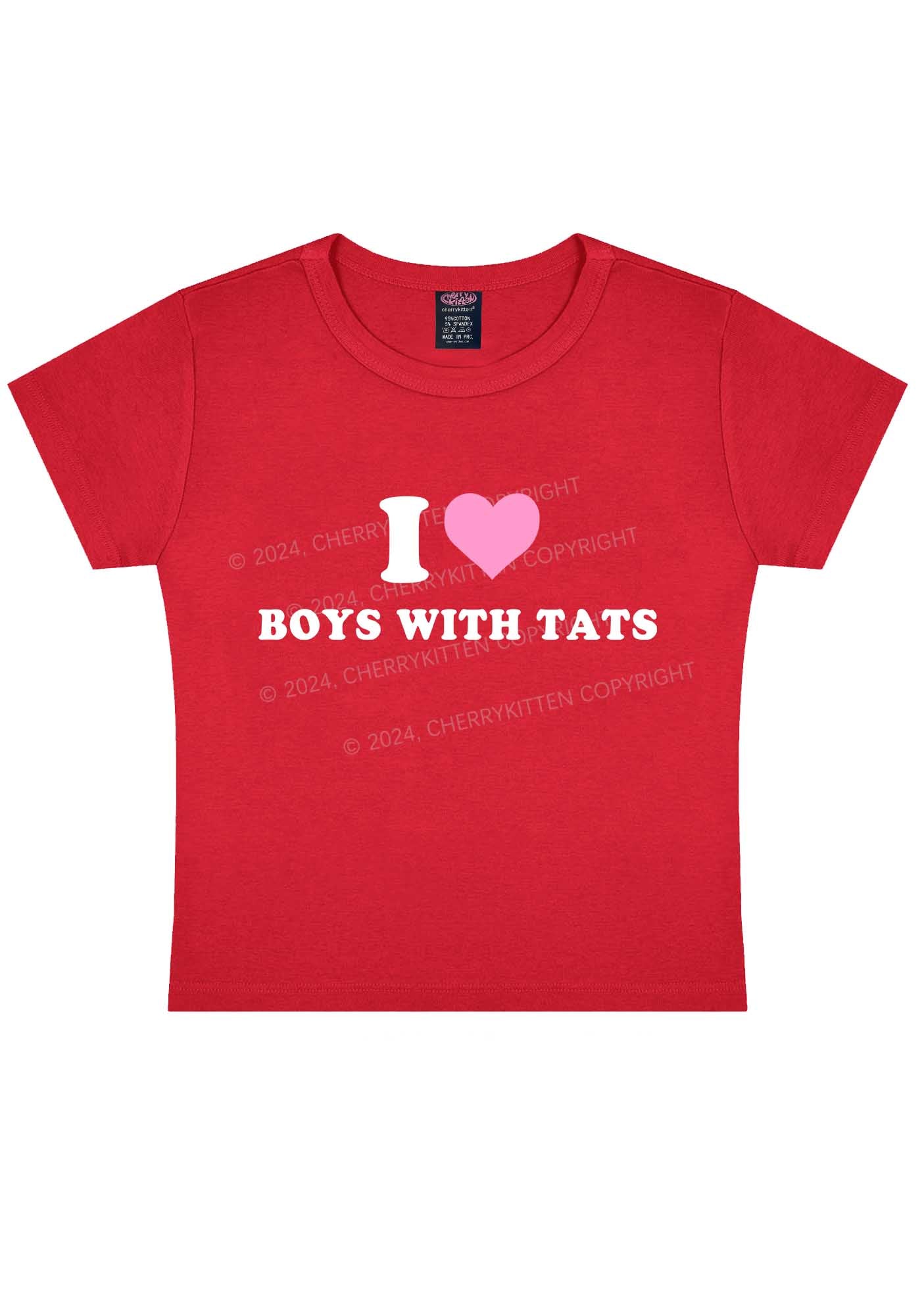 I Love Boys With Tats Y2K Baby Tee - Image 6