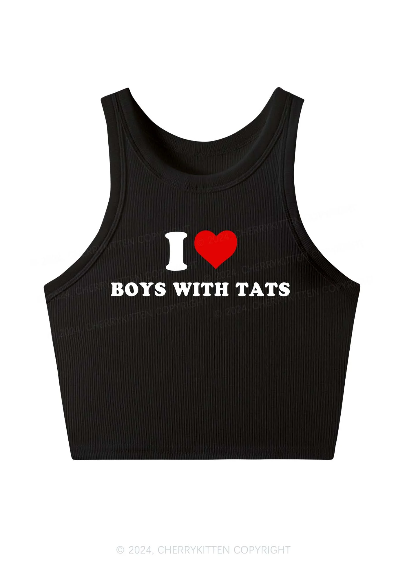 I Love Boys With Tats Y2K Crop Tank Top Cherrykitten - Image 2