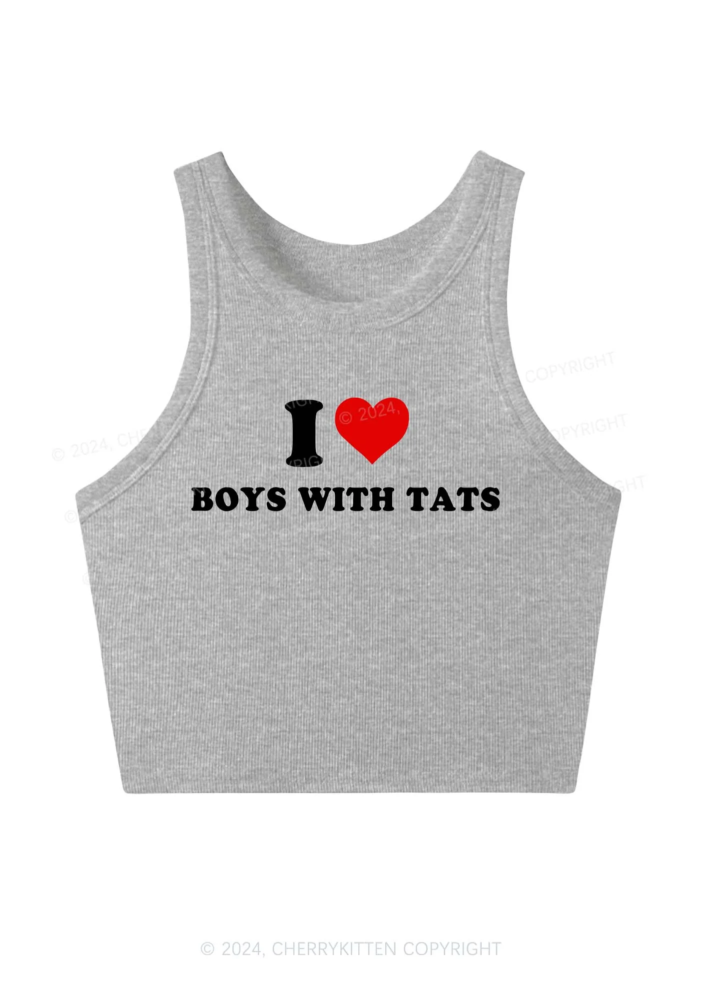 I Love Boys With Tats Y2K Crop Tank Top Cherrykitten - Image 3