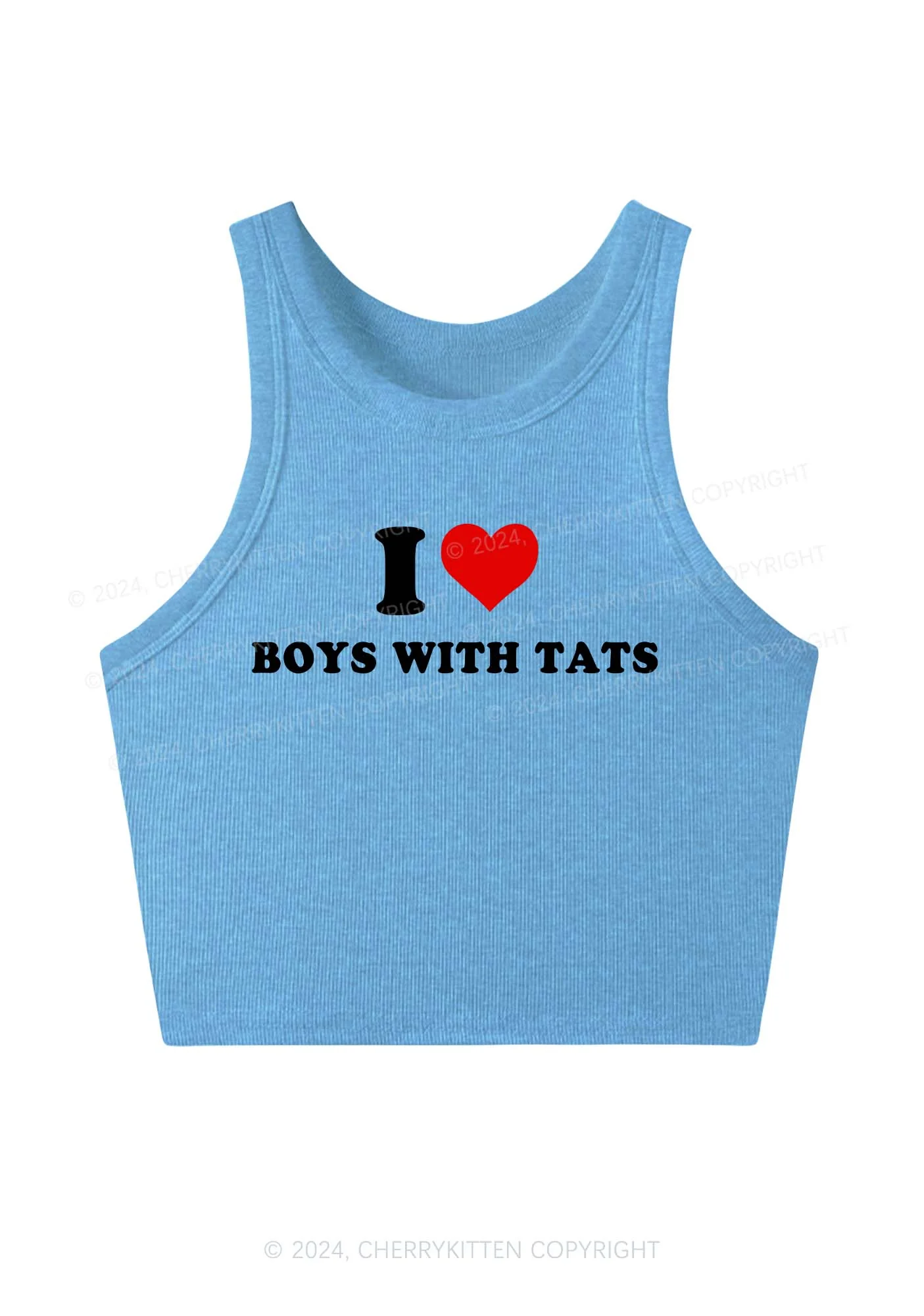 I Love Boys With Tats Y2K Crop Tank Top Cherrykitten - Image 4
