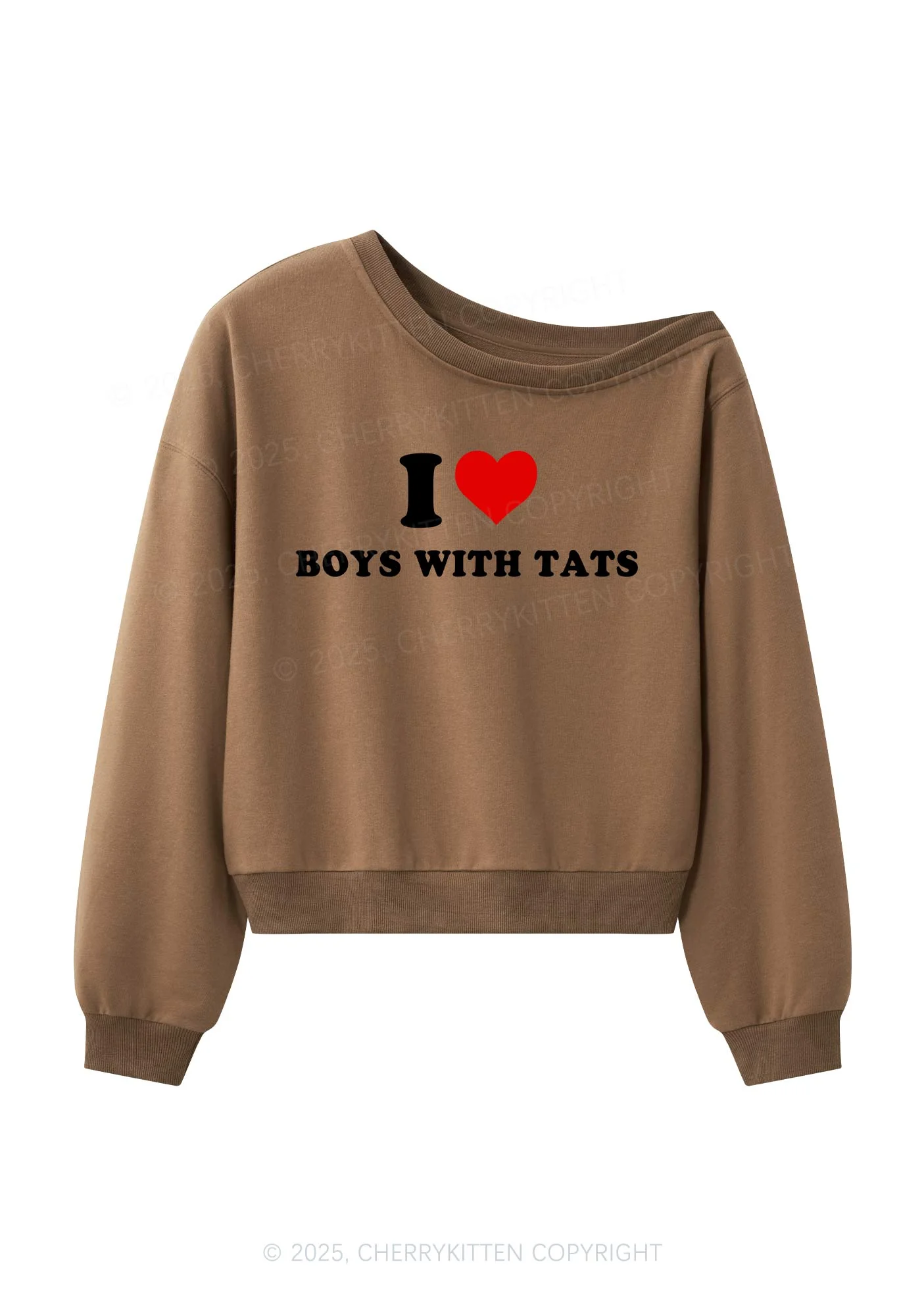 I Love Boys With Tats Y2K Off Shoulder Sweatshirts Cherrykitten - Image 4