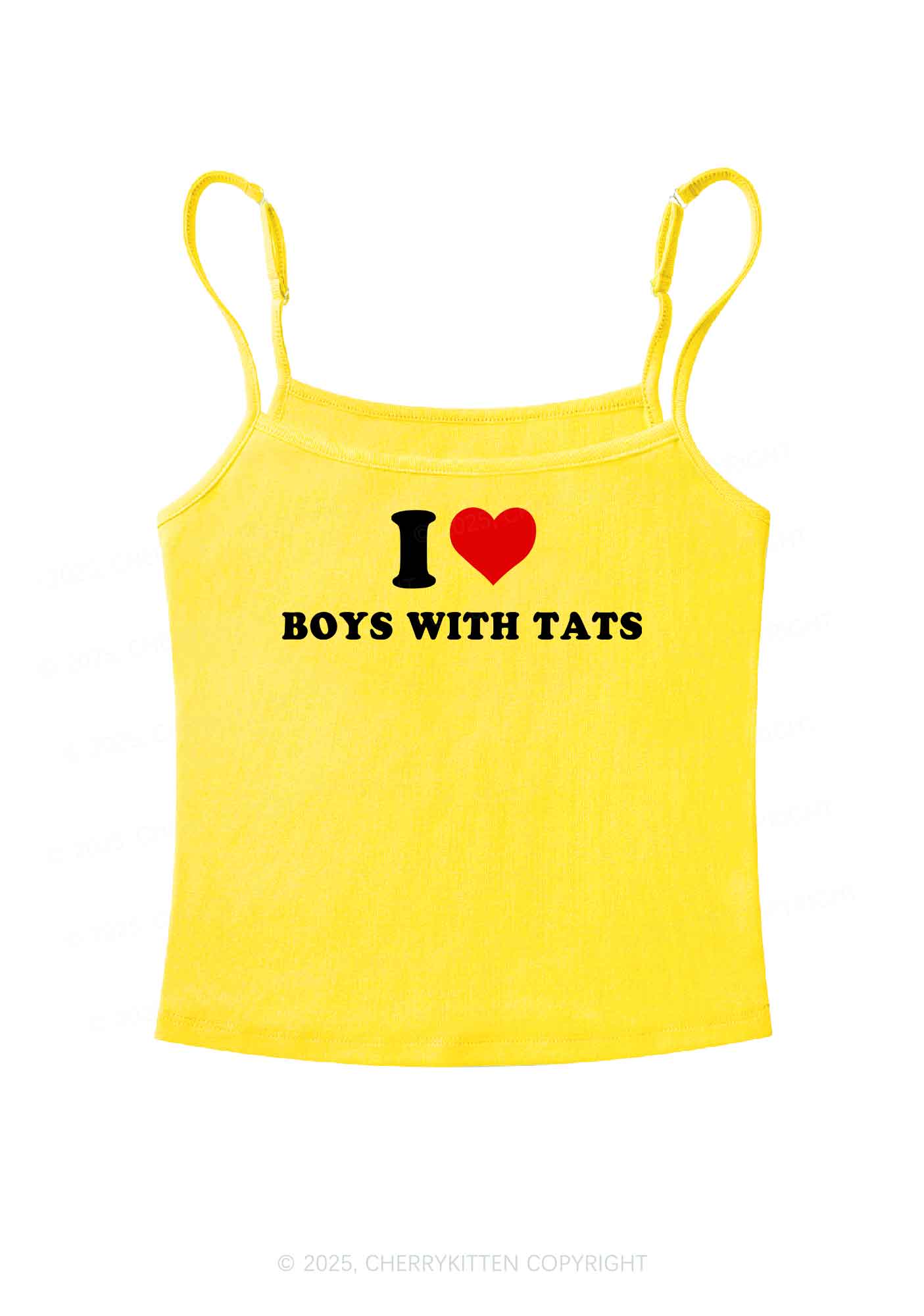 I Love Boys With Tats  Y2K Spaghetti Strap Cami Cherrykitten - Image 4