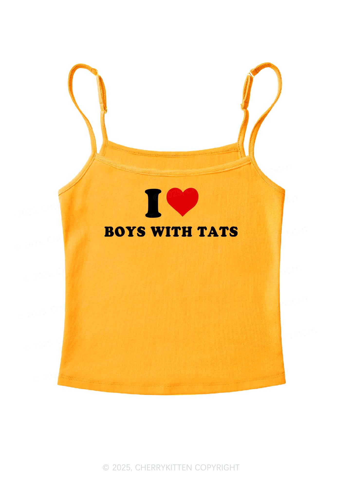 I Love Boys With Tats  Y2K Spaghetti Strap Cami Cherrykitten - Image 6