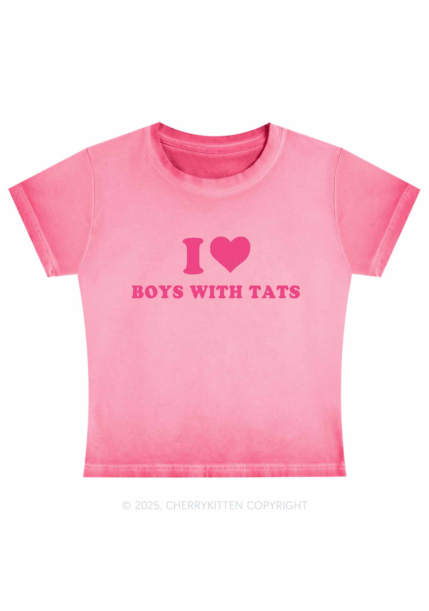 I Love Boys With Tats Y2K Vintage Classic Tee Cherrykitten - Image 2