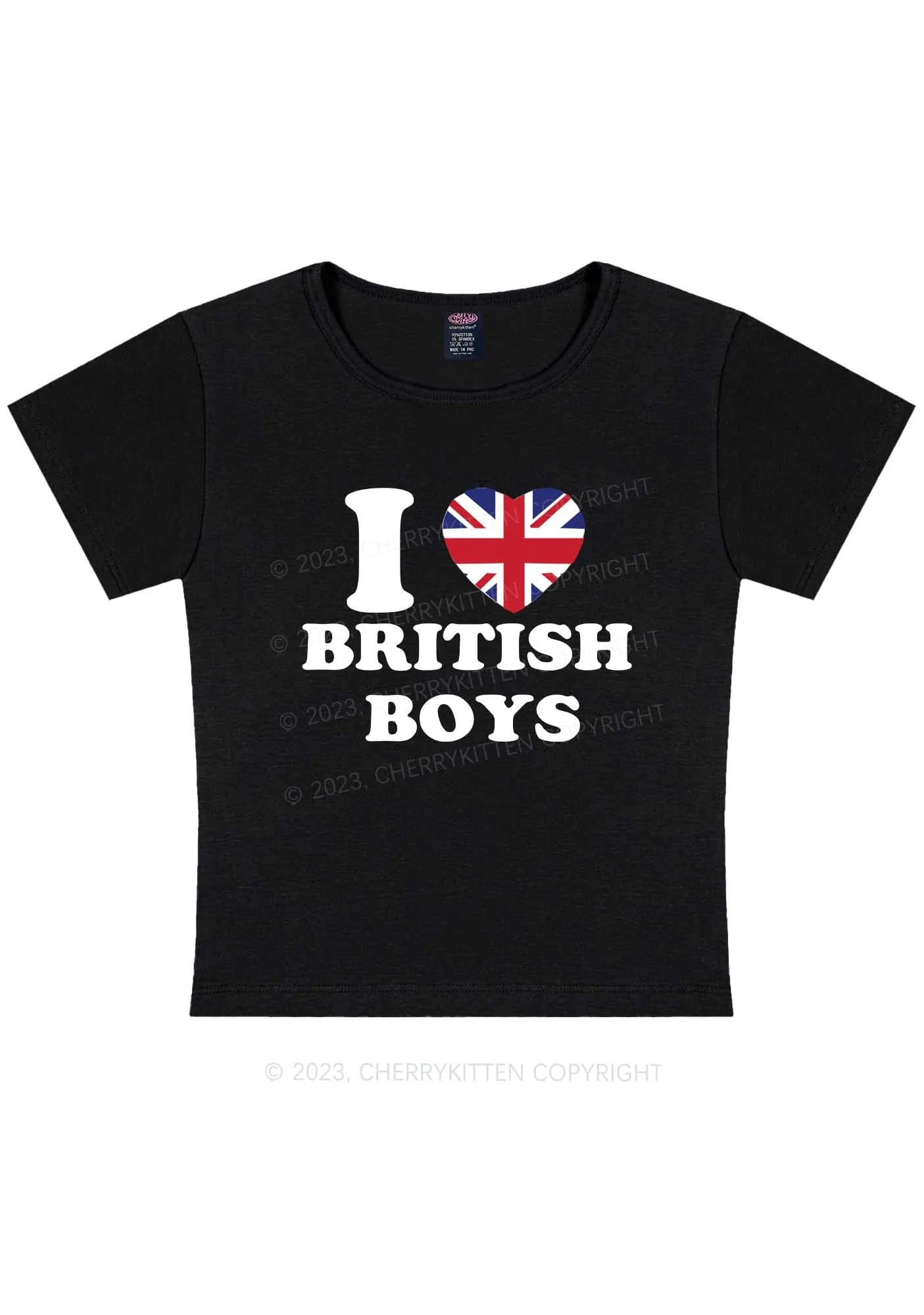 I Love British Boys Y2K Baby Tee Cherrykitten - Image 3