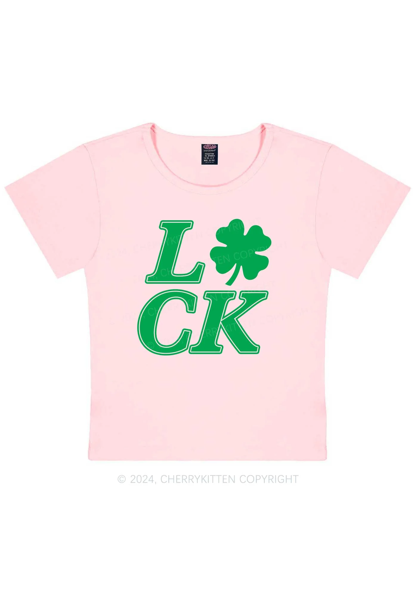 Lucky Clover St Patricks Y2K Baby Tee Cherrykitten - Image 12