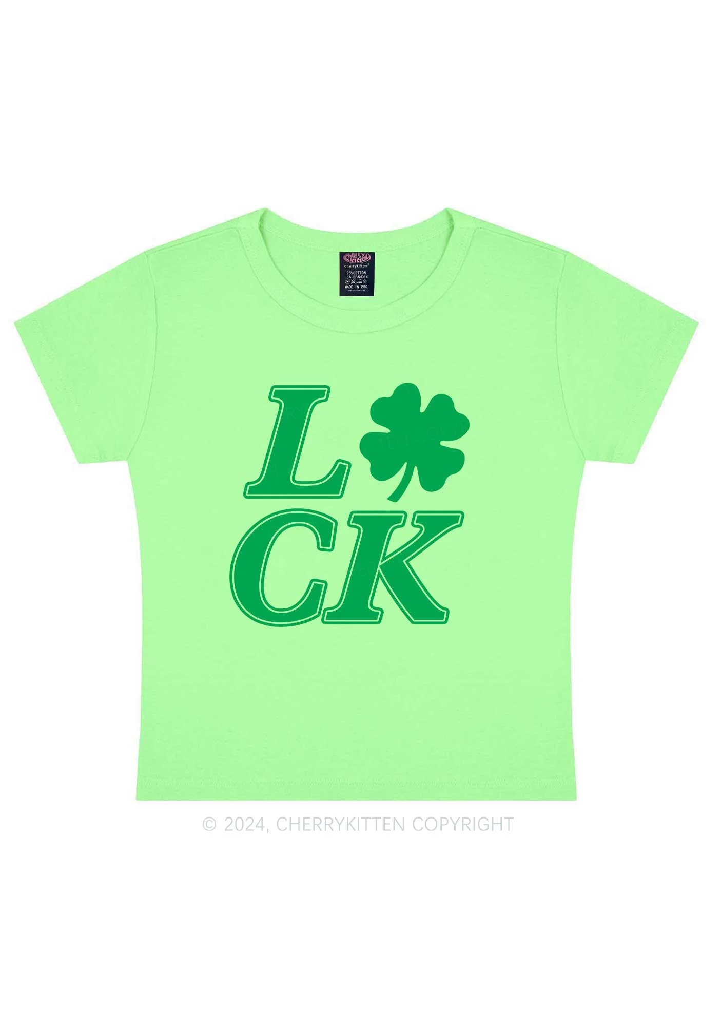Lucky Clover St Patricks Y2K Baby Tee Cherrykitten - Image 13