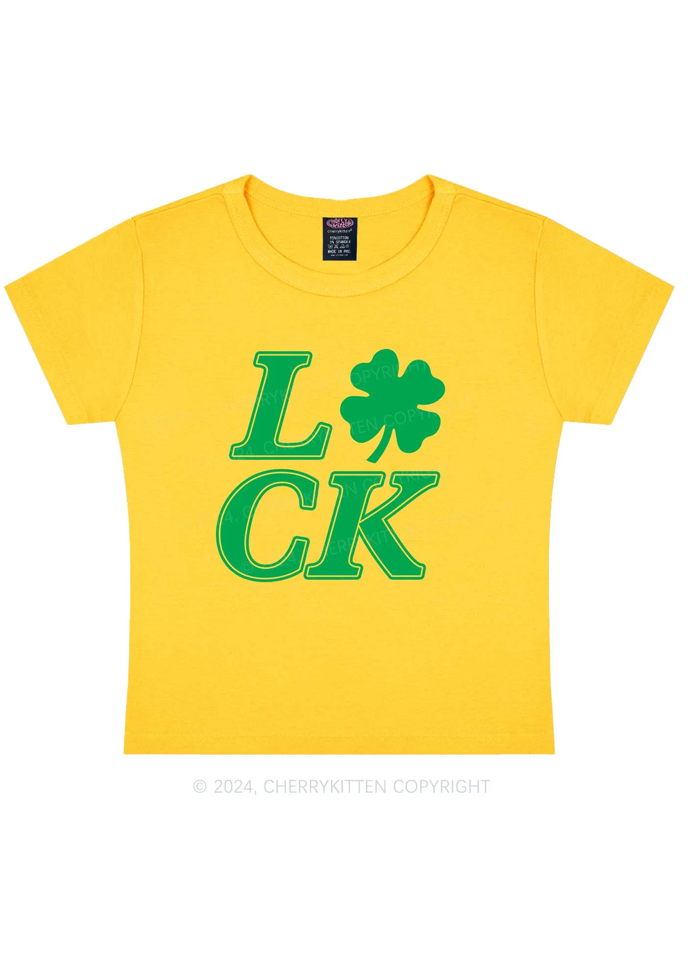 Lucky Clover St Patricks Y2K Baby Tee Cherrykitten - Image 6