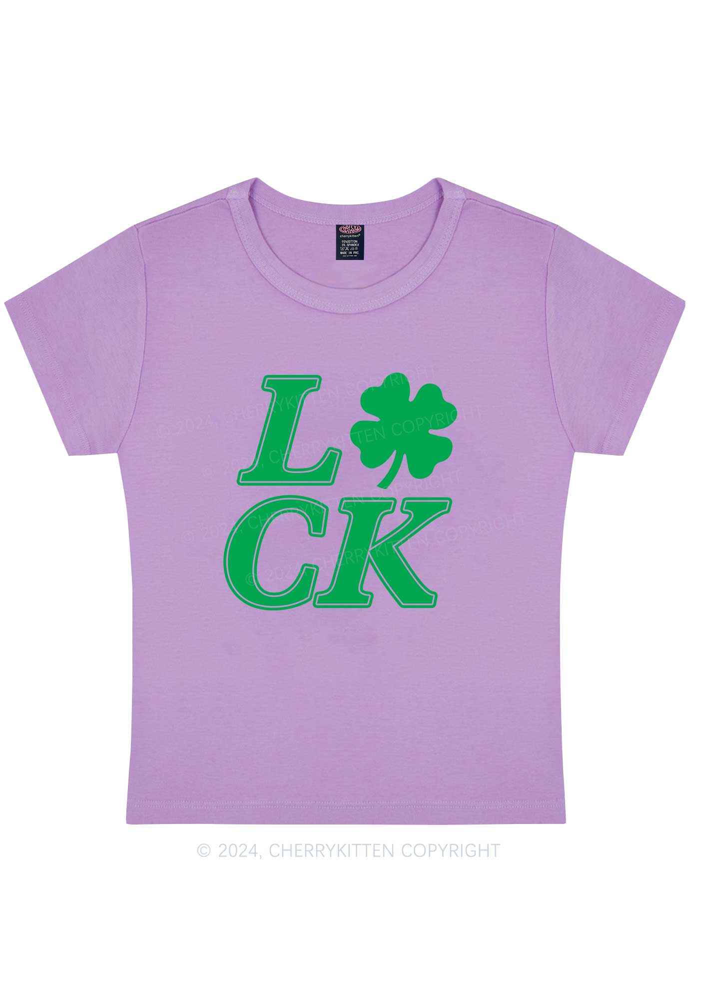 Lucky Clover St Patricks Y2K Baby Tee Cherrykitten - Image 7
