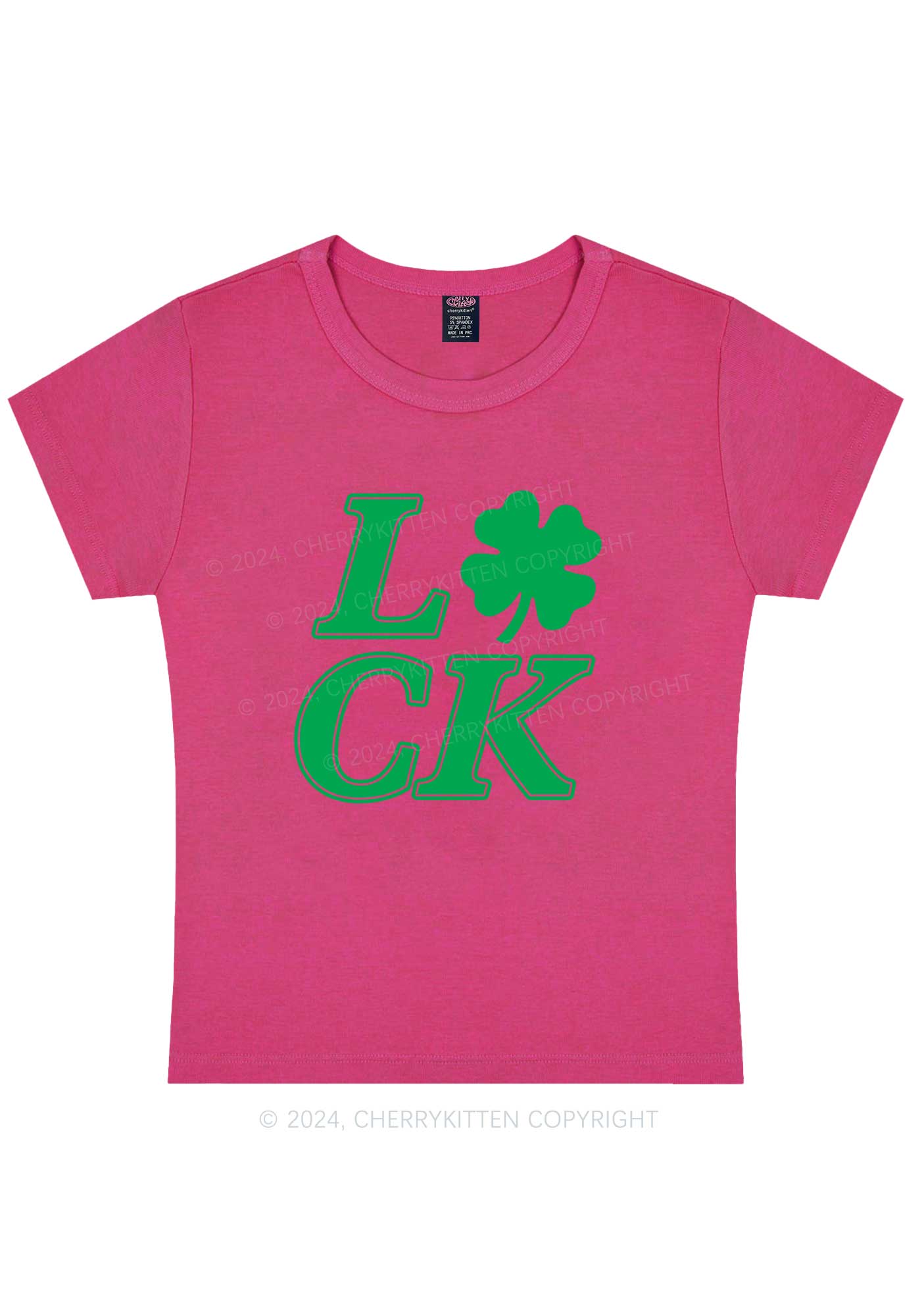 Lucky Clover St Patricks Y2K Baby Tee Cherrykitten - Image 8