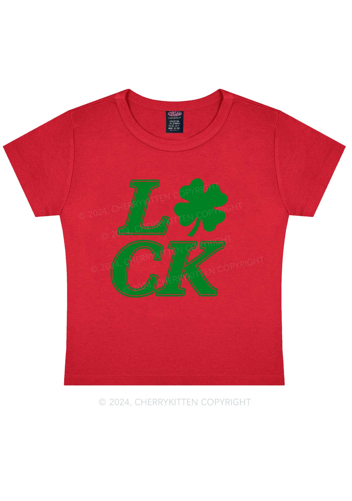 Lucky Clover St Patricks Y2K Baby Tee Cherrykitten - Image 9