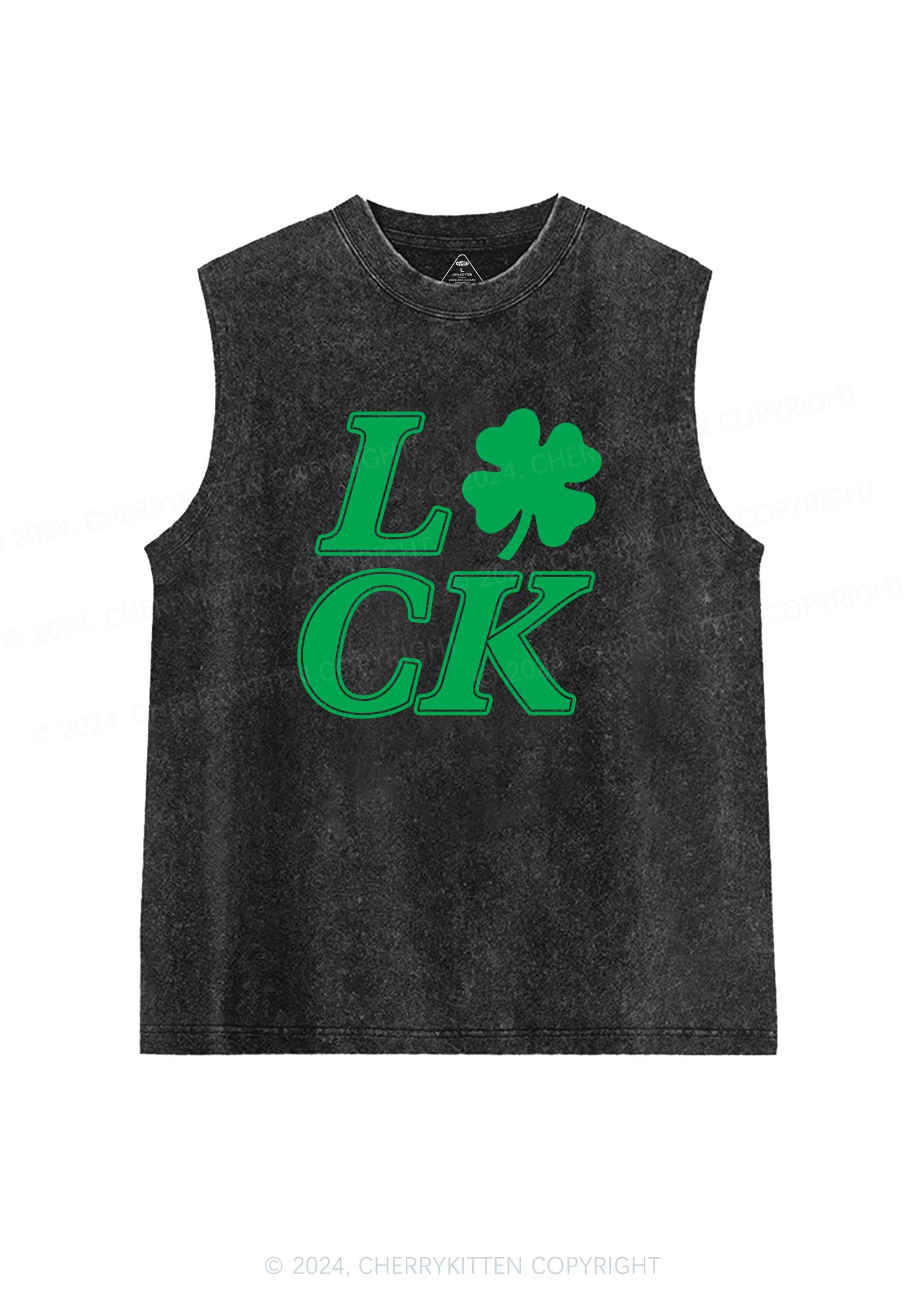 Lucky Clover St Patricks Y2K Washed Tank Cherrykitten - Image 4