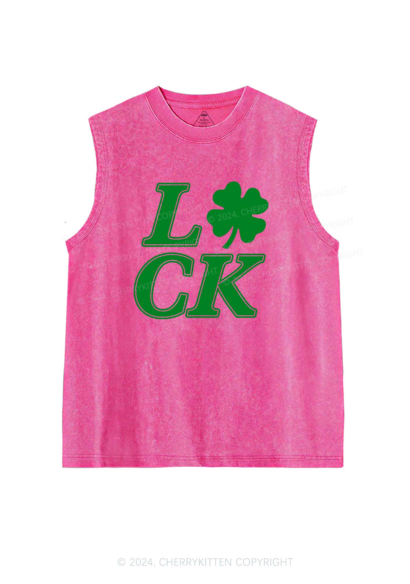 Lucky Clover St Patricks Y2K Washed Tank Cherrykitten - Image 5