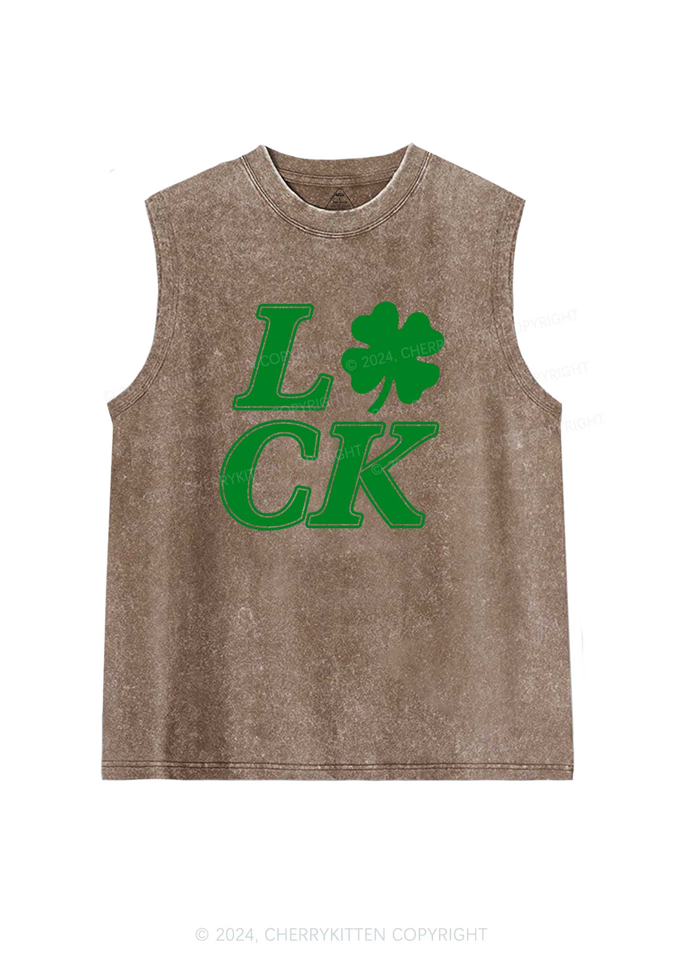 Lucky Clover St Patricks Y2K Washed Tank Cherrykitten - Image 7