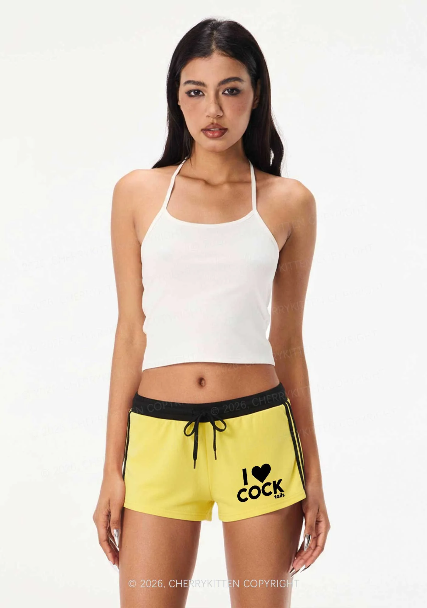 I Love Cocktails Y2K Drawstring Mini Shorts Cherrykitten - Image 2