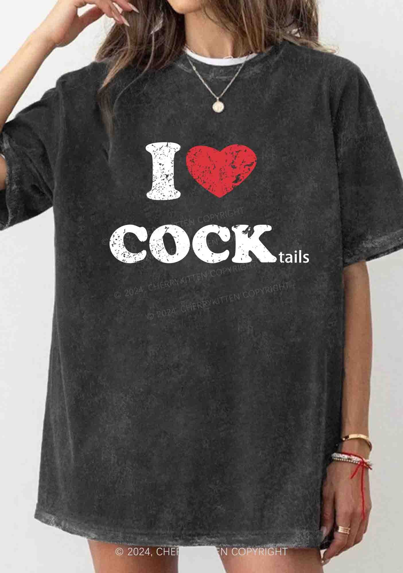 I Love Cocktails Y2K Washed Tee Cherrykitten - Image 2
