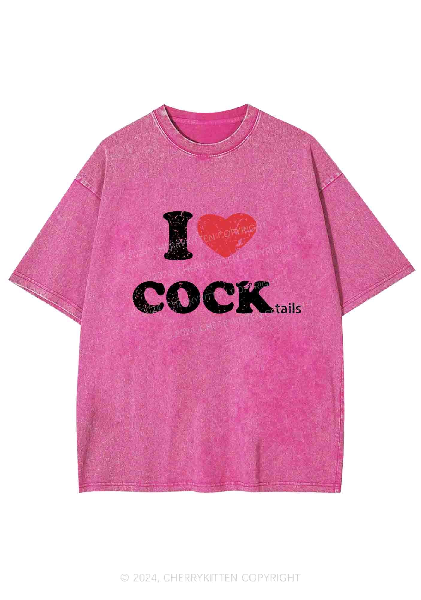 I Love Cocktails Y2K Washed Tee Cherrykitten - Image 3