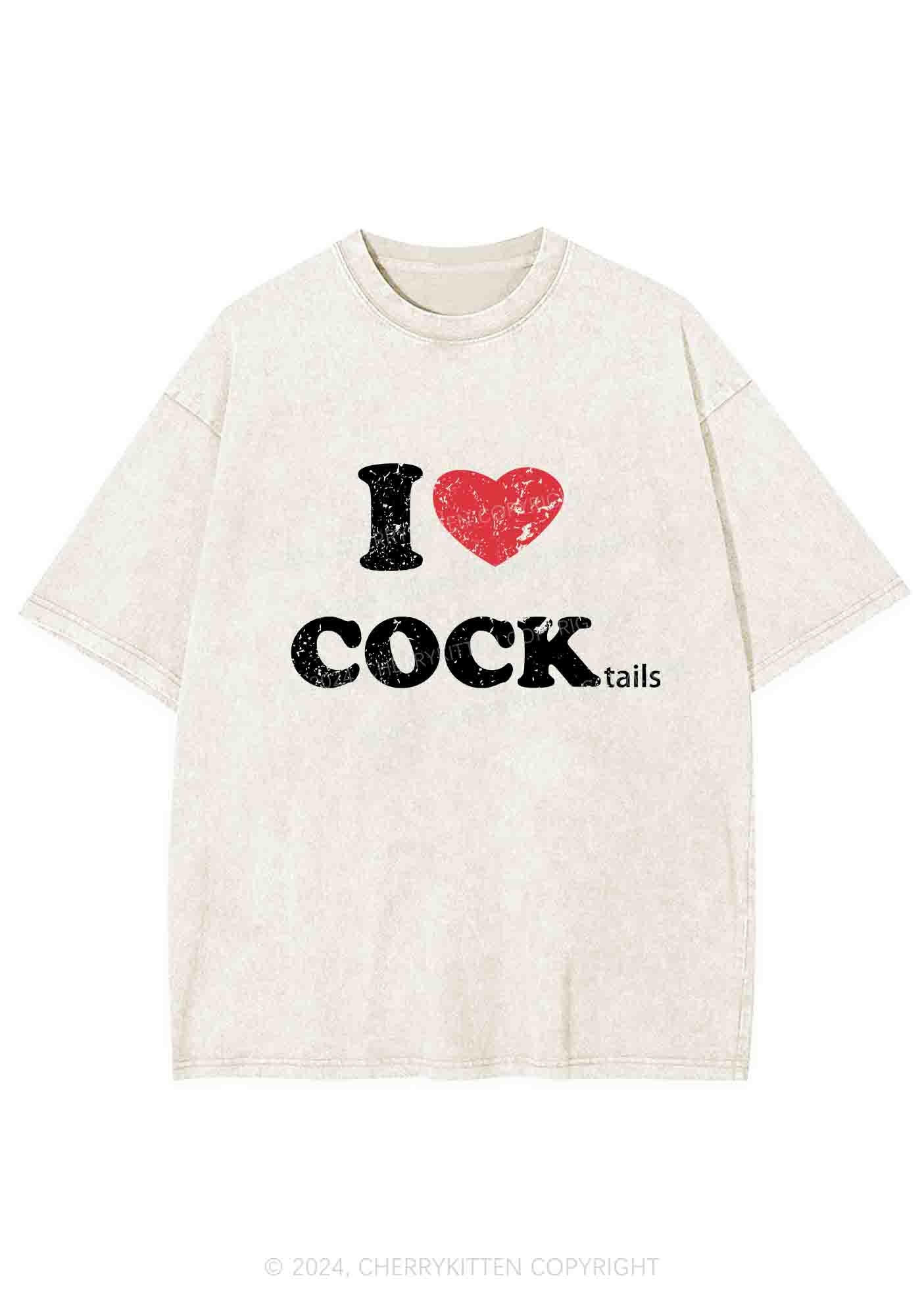I Love Cocktails Y2K Washed Tee Cherrykitten - Image 4