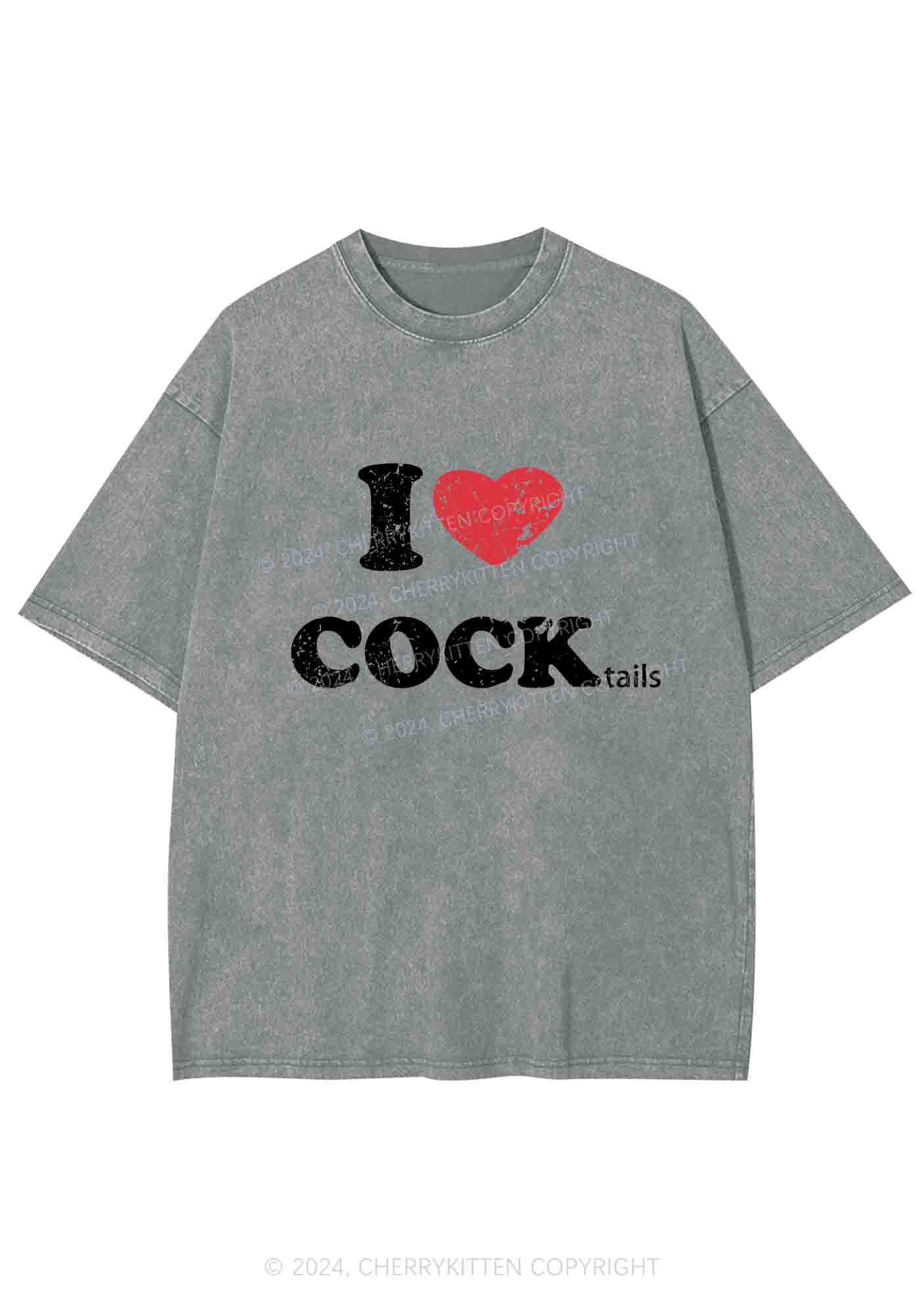 I Love Cocktails Y2K Washed Tee Cherrykitten - Image 7