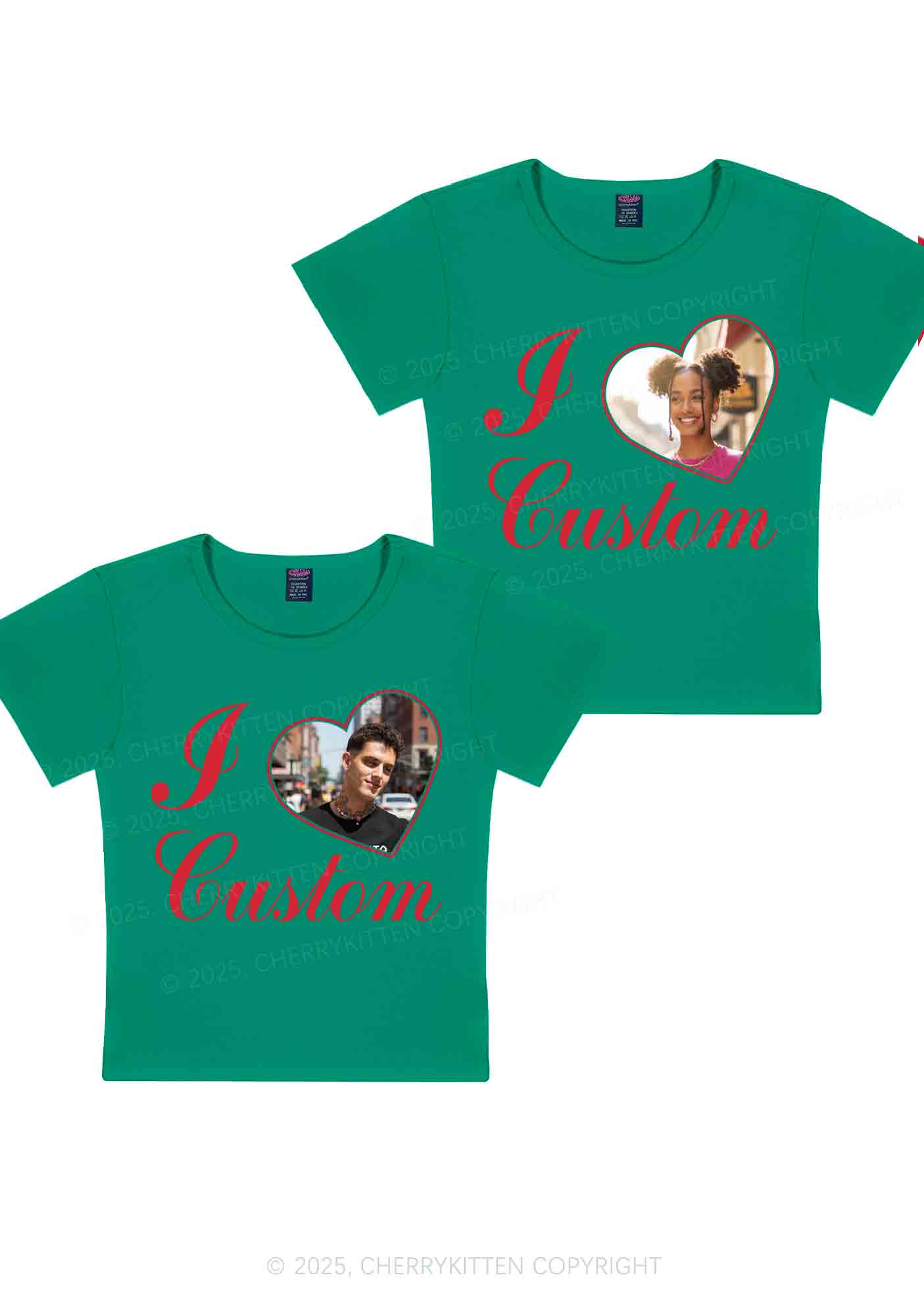 I Love Custom Heart Photo Y2K Valentine's Day Baby Tee Cherrykitten - Image 11