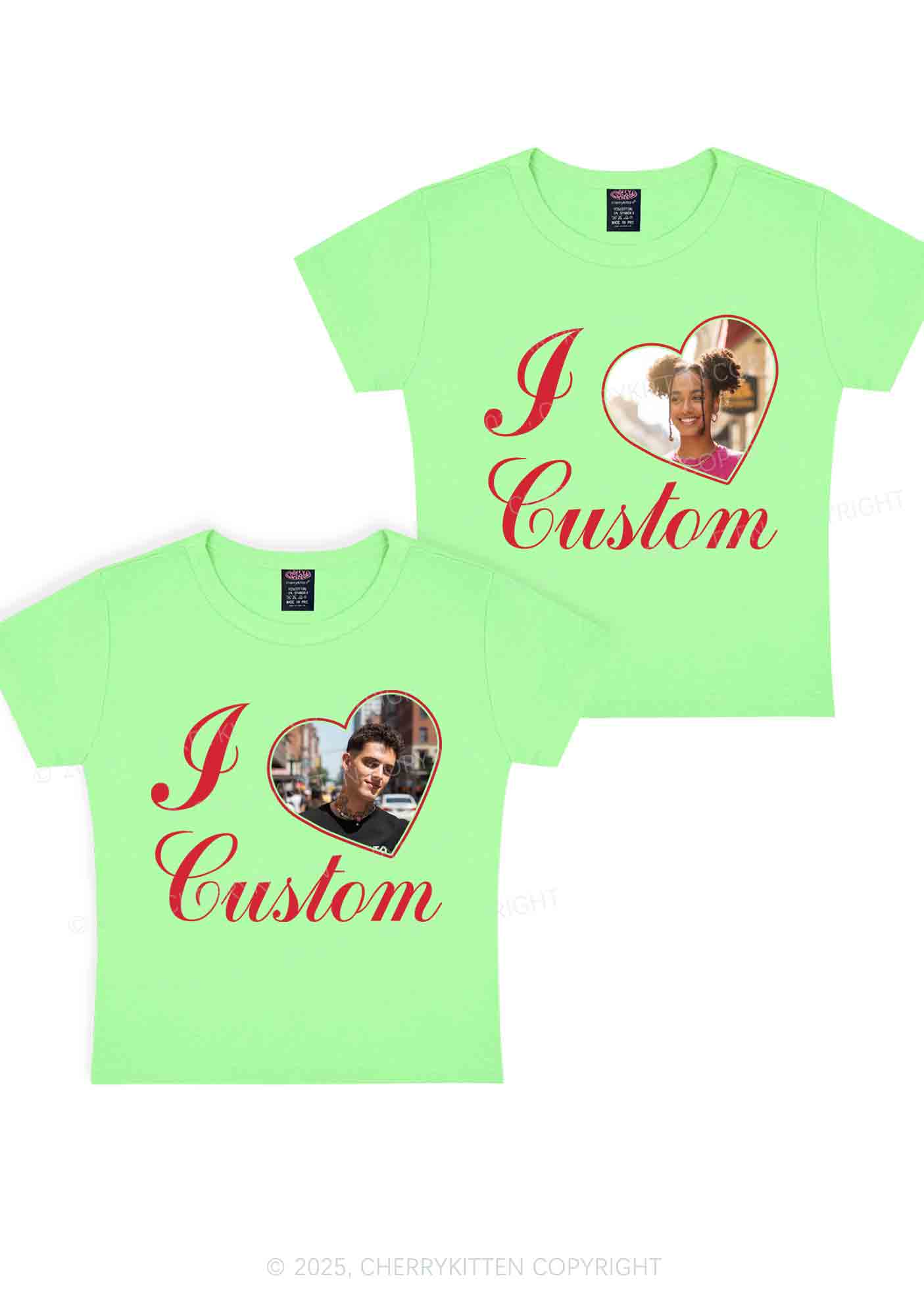 I Love Custom Heart Photo Y2K Valentine's Day Baby Tee Cherrykitten - Image 13