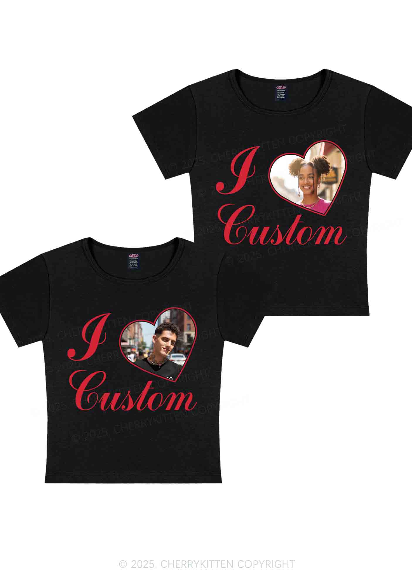 I Love Custom Heart Photo Y2K Valentine's Day Baby Tee Cherrykitten - Image 4