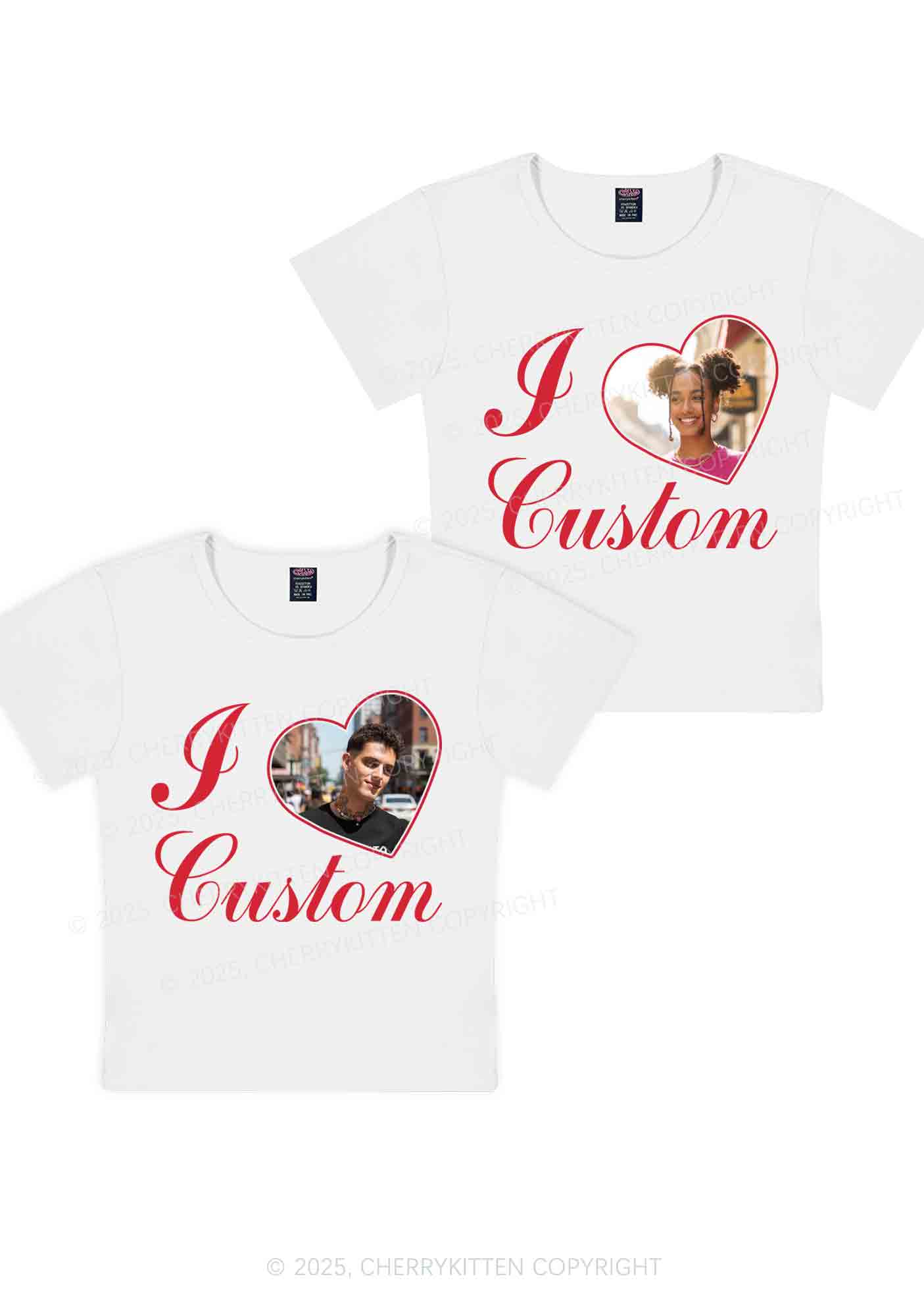 I Love Custom Heart Photo Y2K Valentine's Day Baby Tee Cherrykitten - Image 5