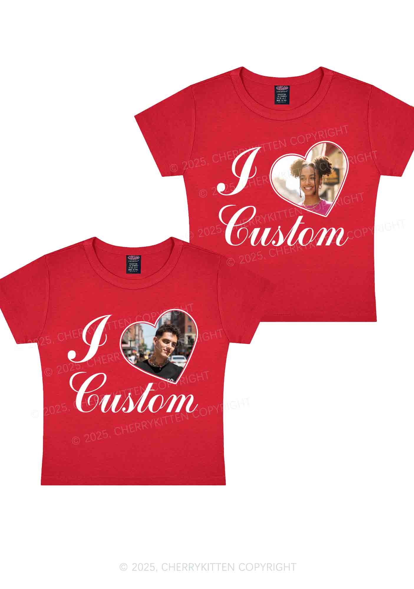 I Love Custom Heart Photo Y2K Valentine's Day Baby Tee Cherrykitten - Image 6