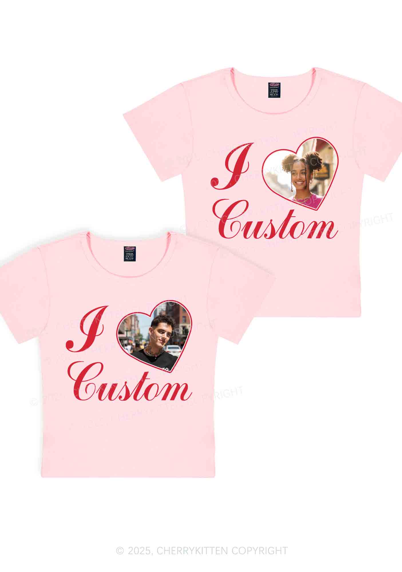 I Love Custom Heart Photo Y2K Valentine's Day Baby Tee Cherrykitten - Image 7