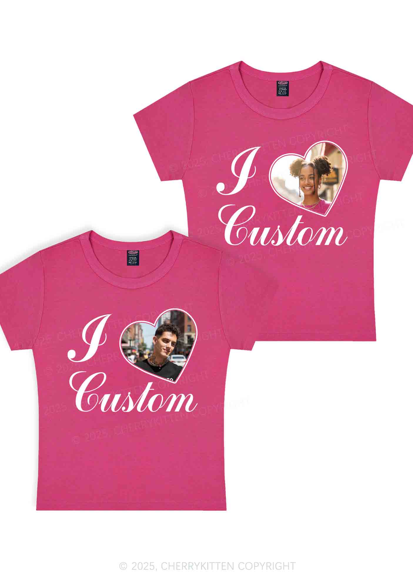 I Love Custom Heart Photo Y2K Valentine's Day Baby Tee Cherrykitten - Image 8