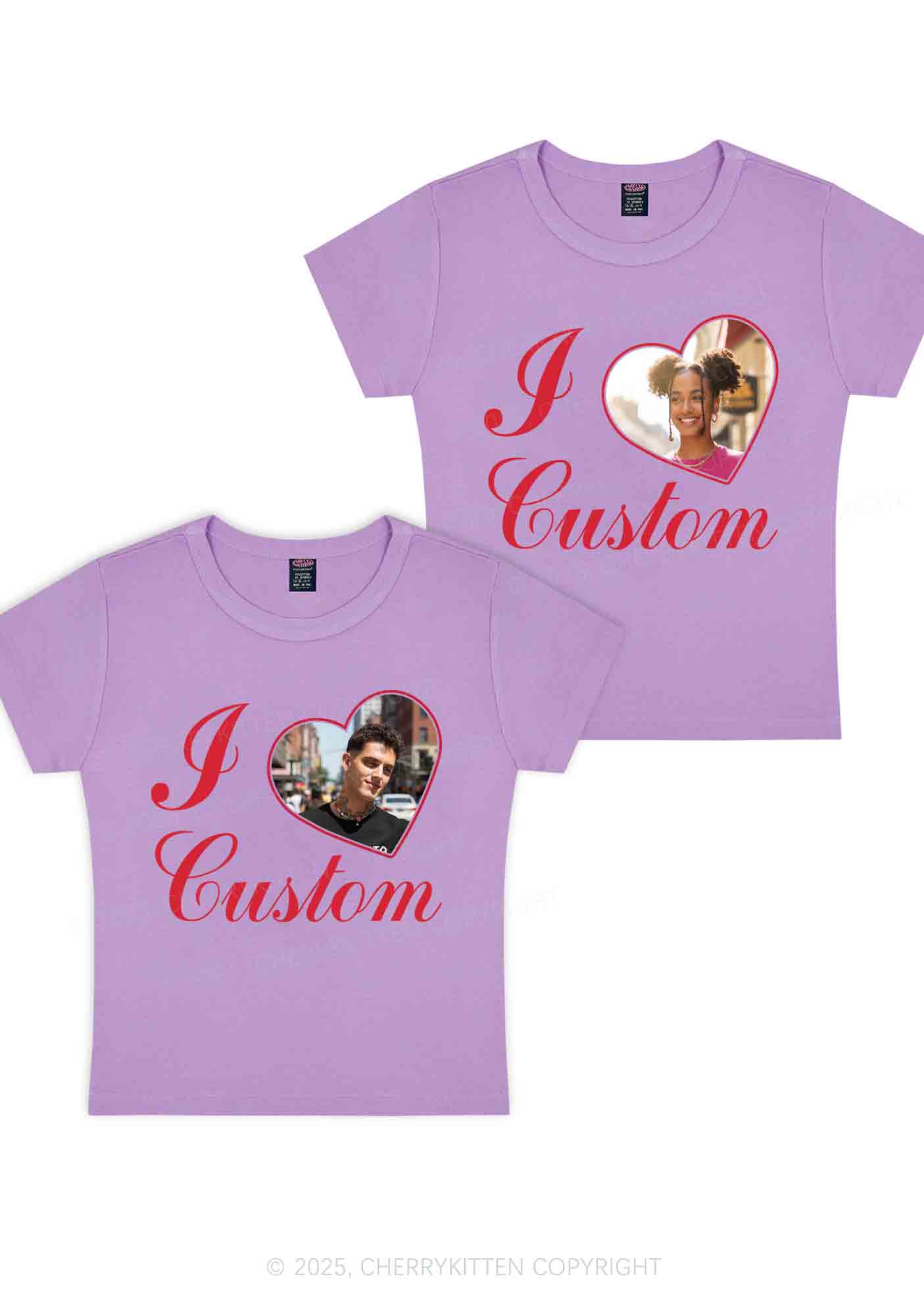 I Love Custom Heart Photo Y2K Valentine's Day Baby Tee Cherrykitten - Image 9