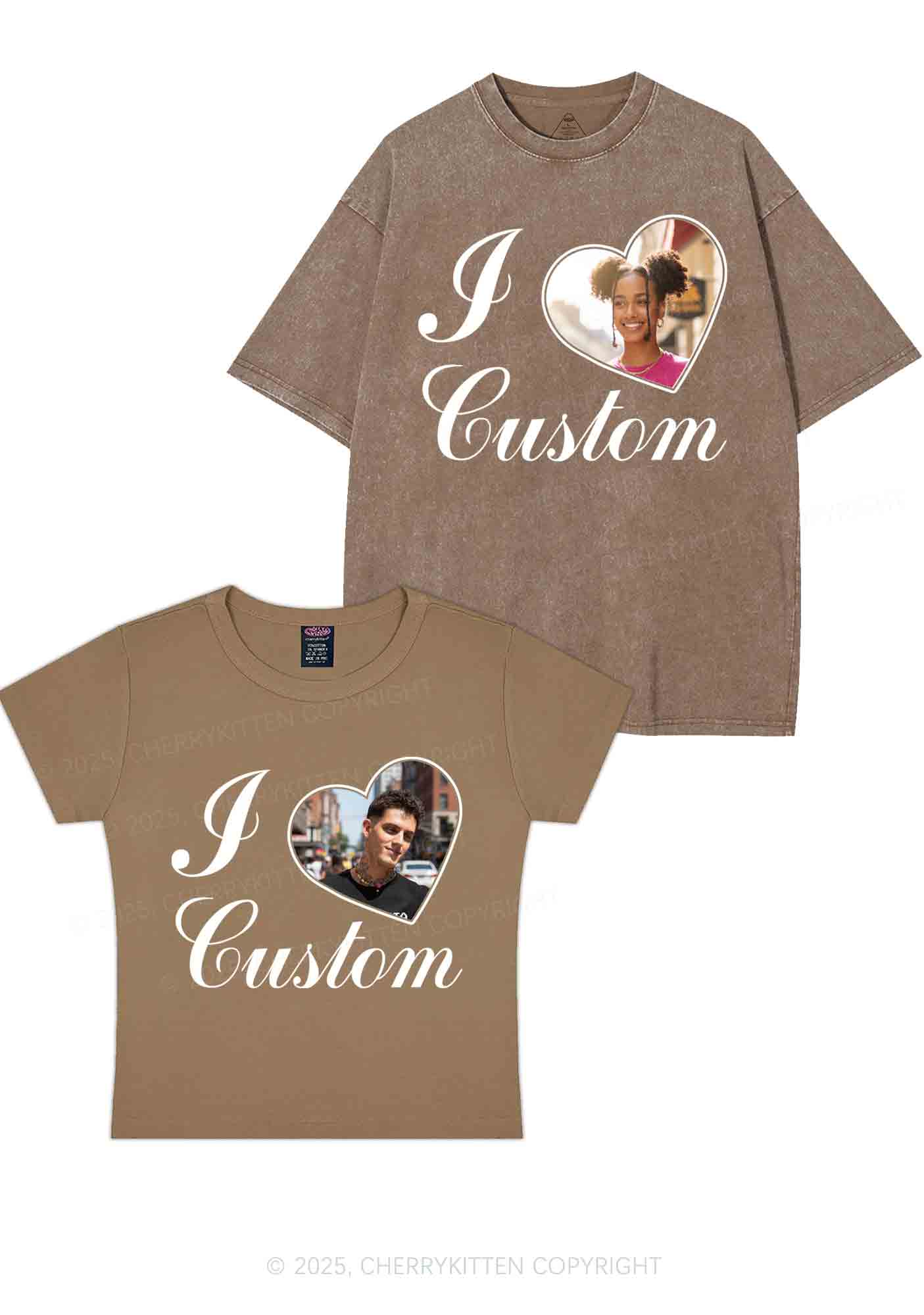 I Love Custom Heart Photo Y2K Valentine's Day Couple Shirt Cherrykitten - Image 10