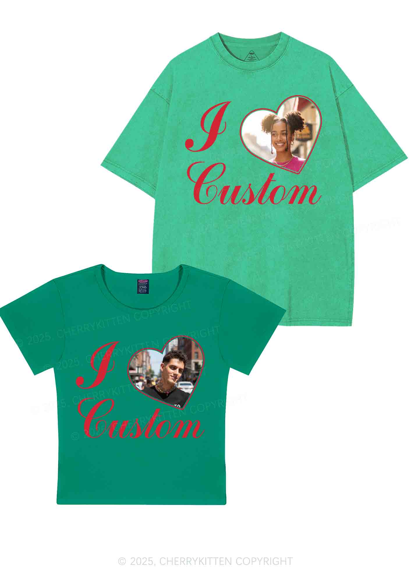 I Love Custom Heart Photo Y2K Valentine's Day Couple Shirt Cherrykitten - Image 12