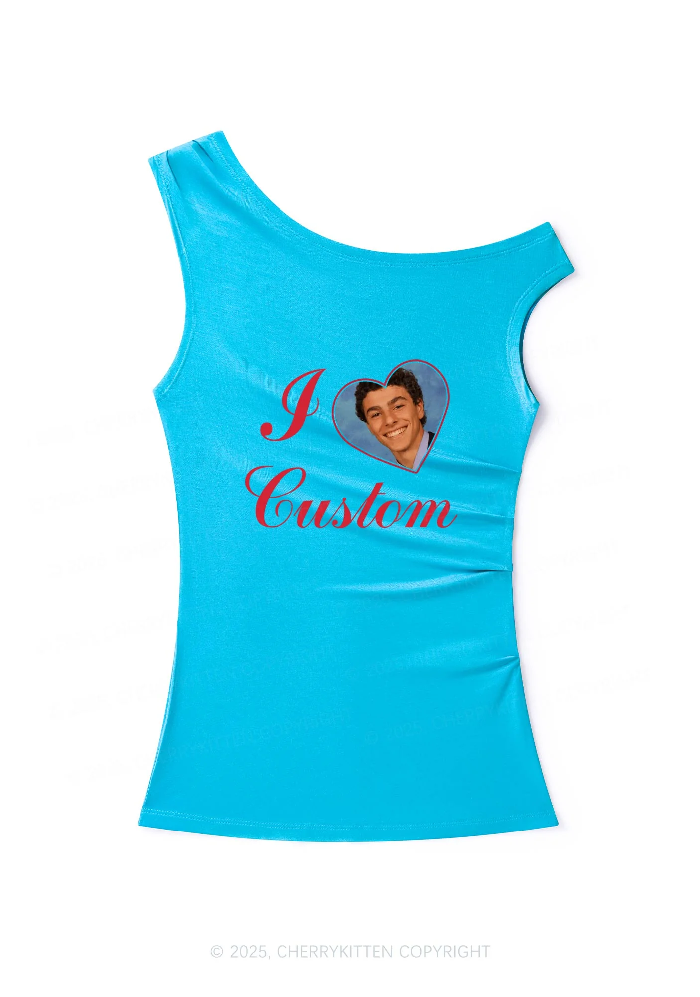 I Love Custom Name Y2K Off Shoulder Tank Top Cherrykitten - Image 2