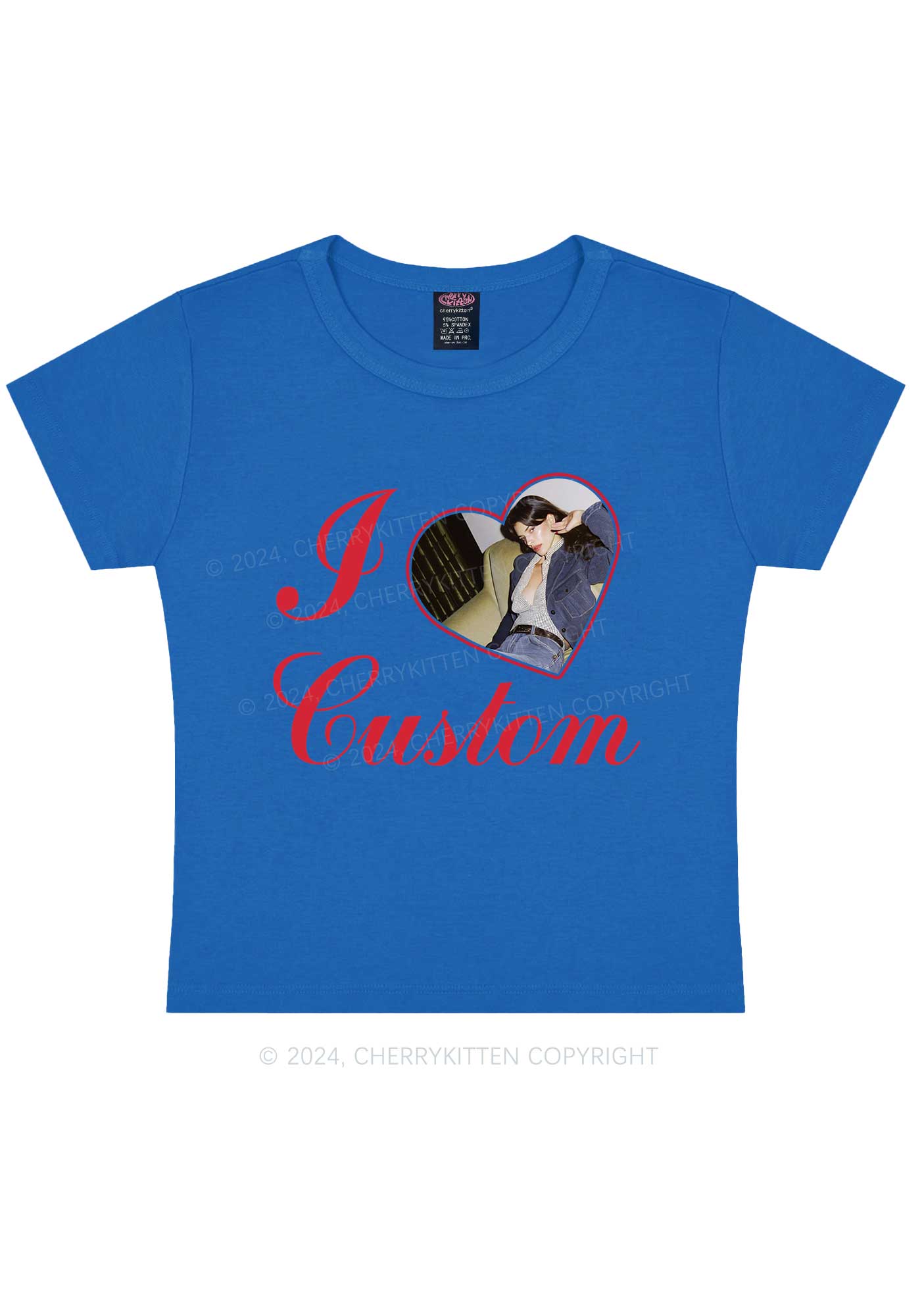 I Love Custom Name Y2K Valentine's Day Baby Tee Cherrykitten - Image 10