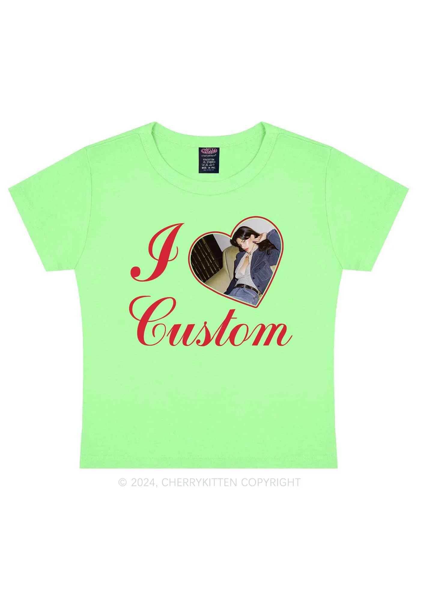 I Love Custom Name Y2K Valentine's Day Baby Tee Cherrykitten - Image 12