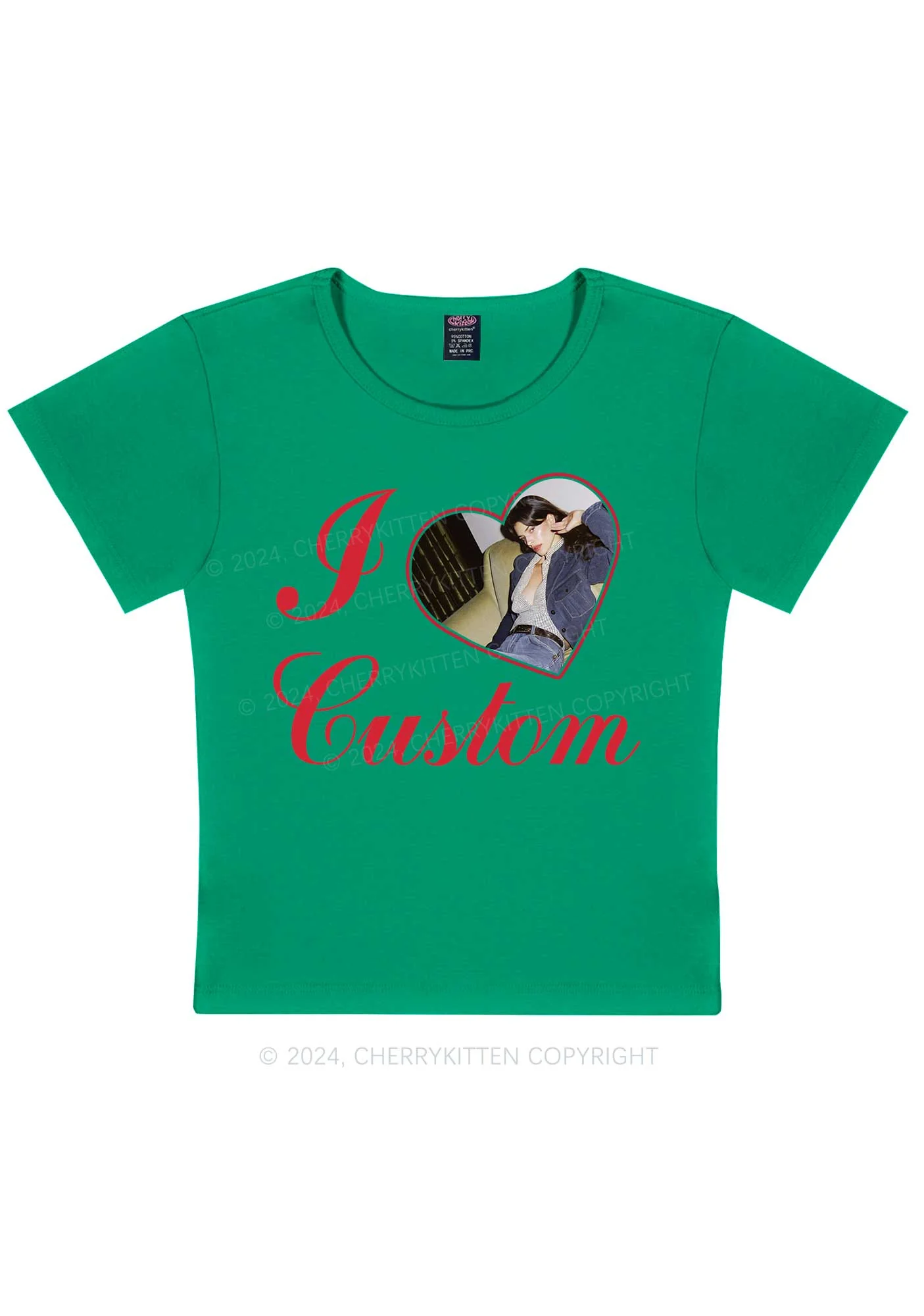 I Love Custom Name Y2K Valentine's Day Baby Tee Cherrykitten - Image 13