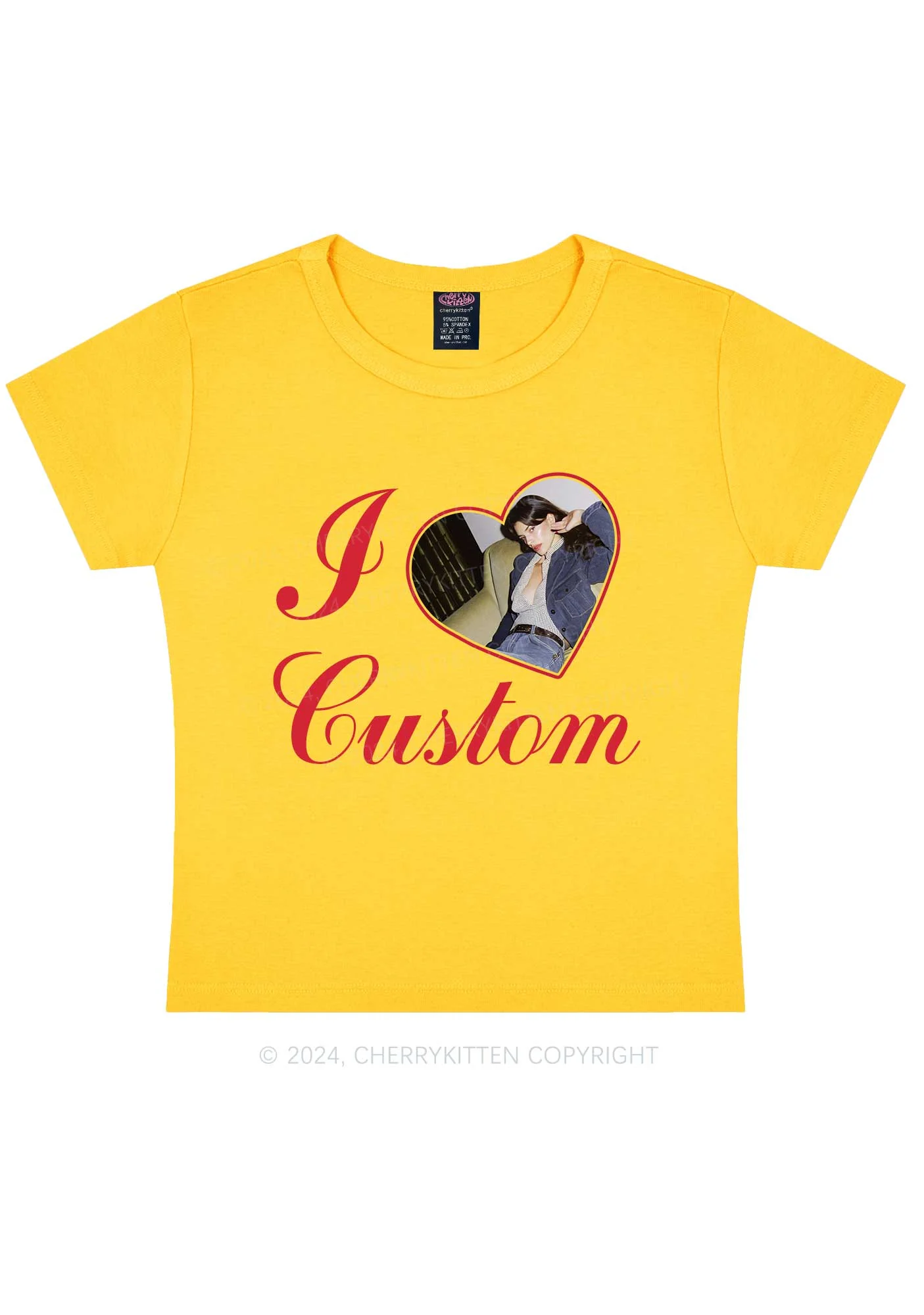 I Love Custom Name Y2K Valentine's Day Baby Tee Cherrykitten - Image 4