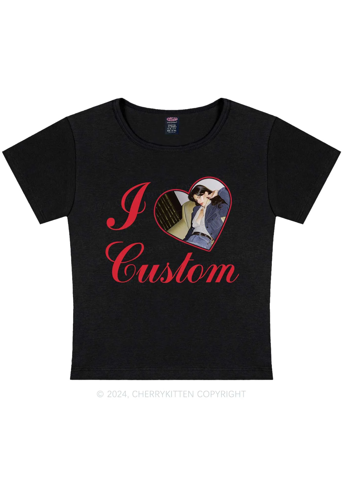 I Love Custom Name Y2K Valentine's Day Baby Tee Cherrykitten - Image 5