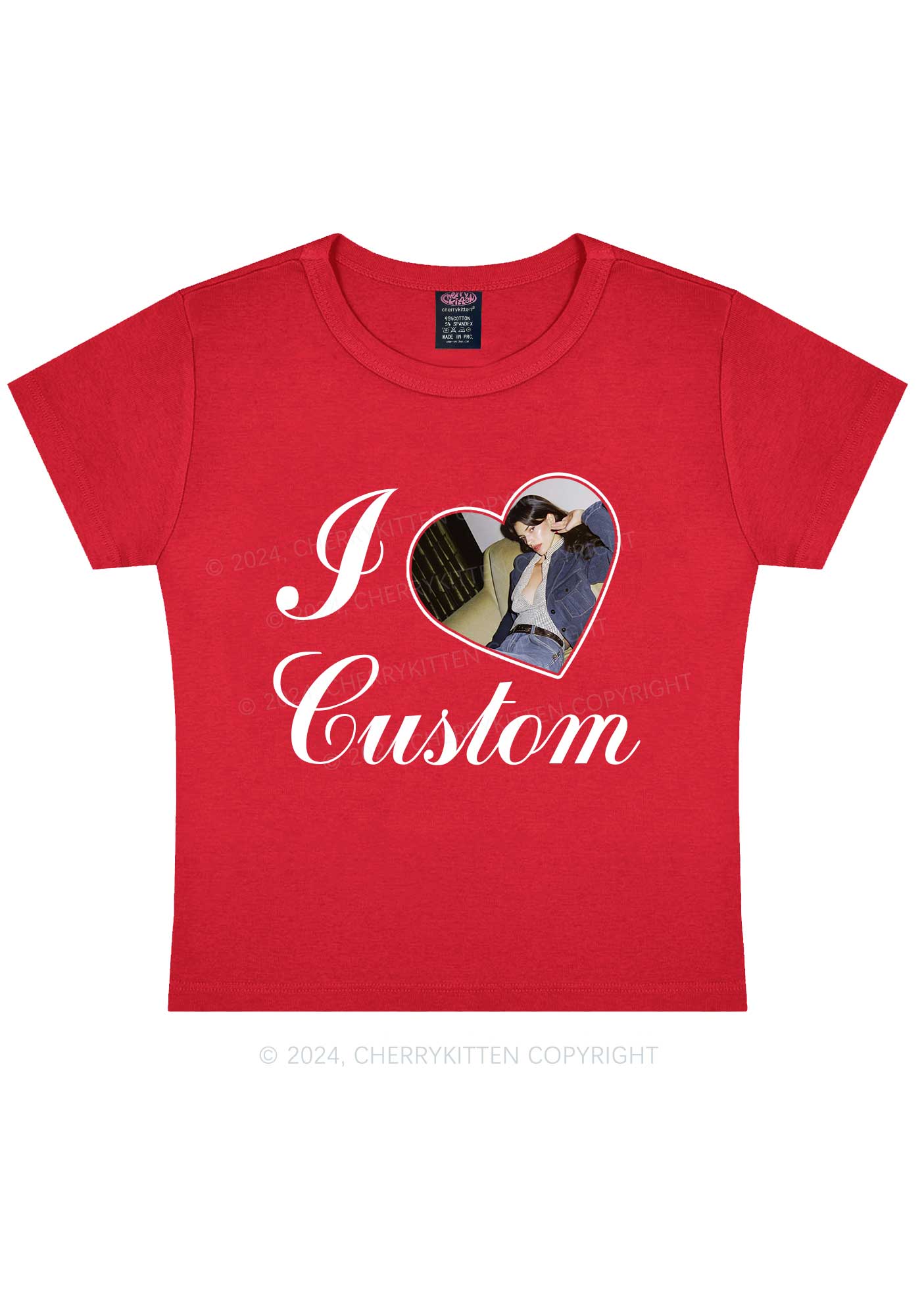 I Love Custom Name Y2K Valentine's Day Baby Tee Cherrykitten - Image 6