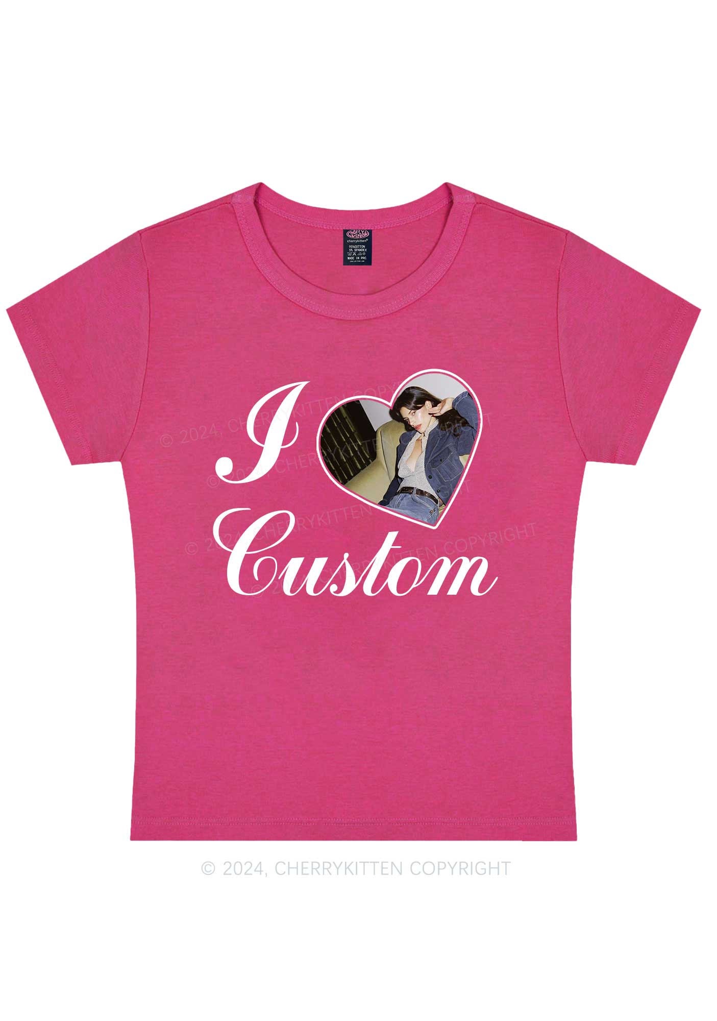 I Love Custom Name Y2K Valentine's Day Baby Tee Cherrykitten - Image 7