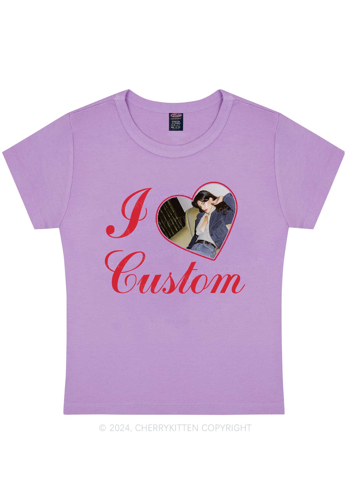 I Love Custom Name Y2K Valentine's Day Baby Tee Cherrykitten - Image 8