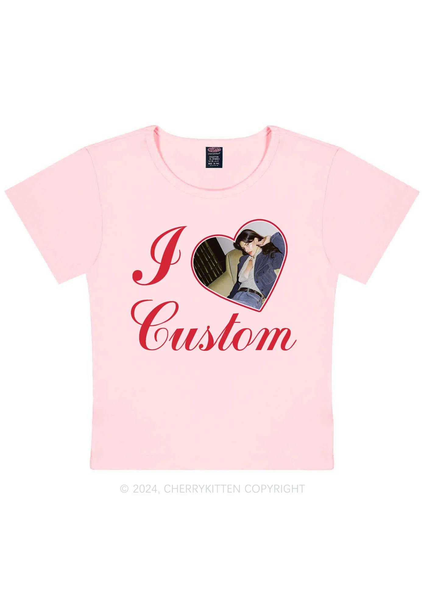 I Love Custom Name Y2K Valentine's Day Baby Tee Cherrykitten - Image 9