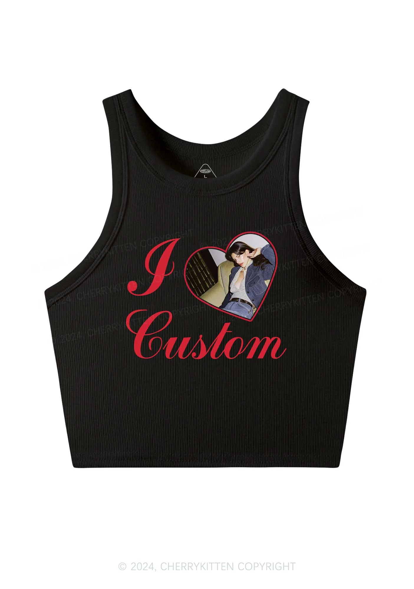 I Love Custom Name Y2K Valentine's Day Crop Tank Top Cherrykitten - Image 4